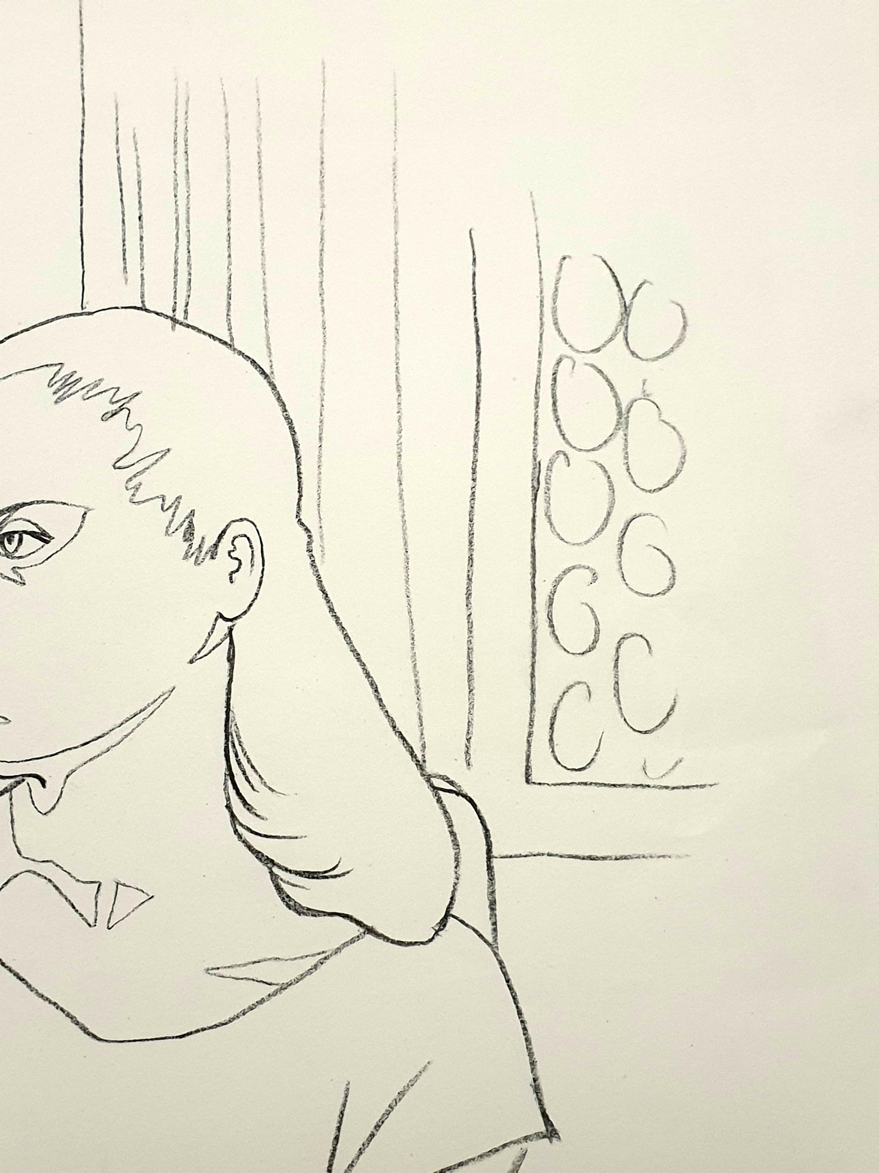 Jean Cocteau - Junges Mädchen - Original Lithographie im Angebot 4