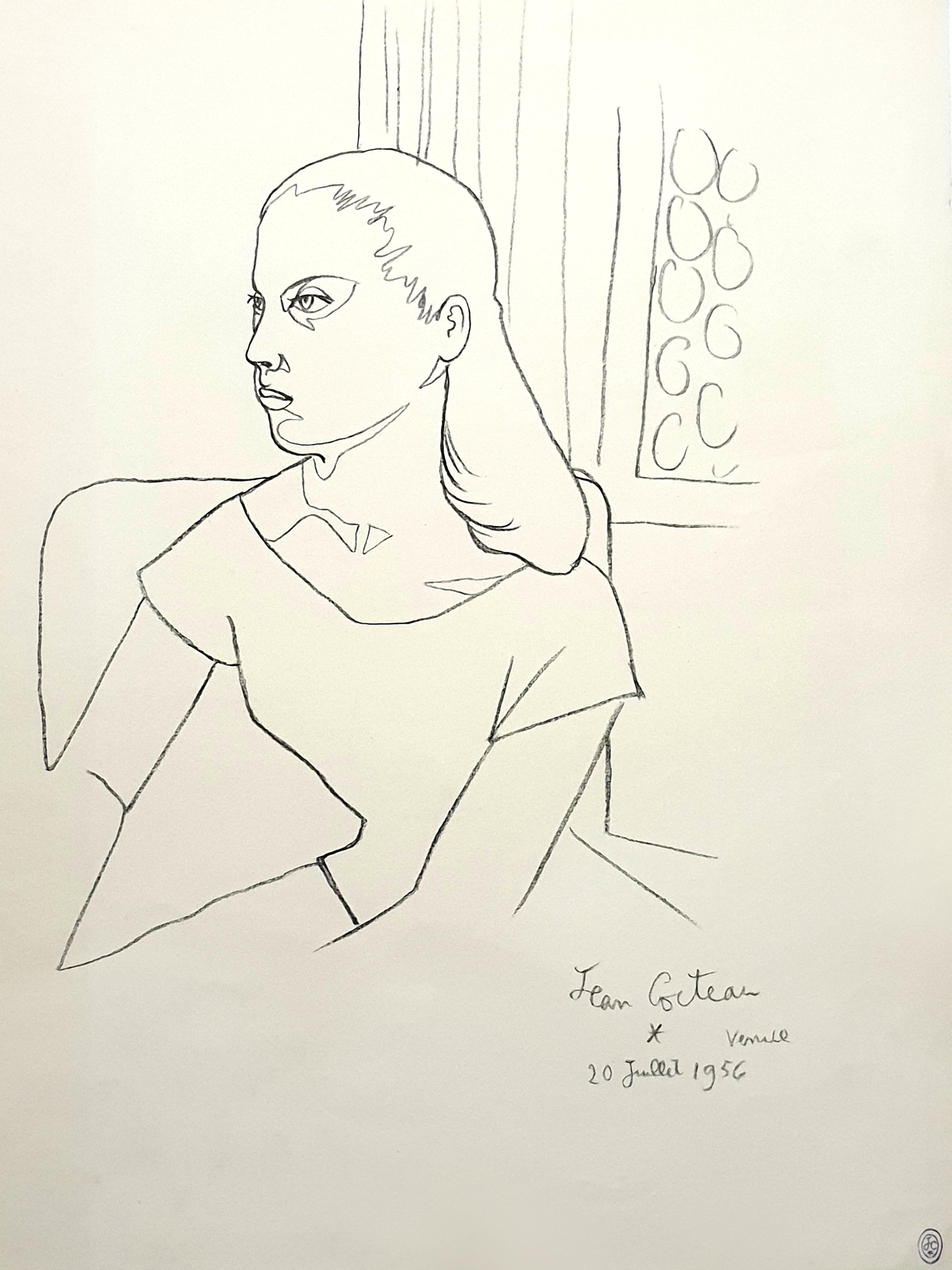 Jean Cocteau - Jeune fille - Lithographie originale