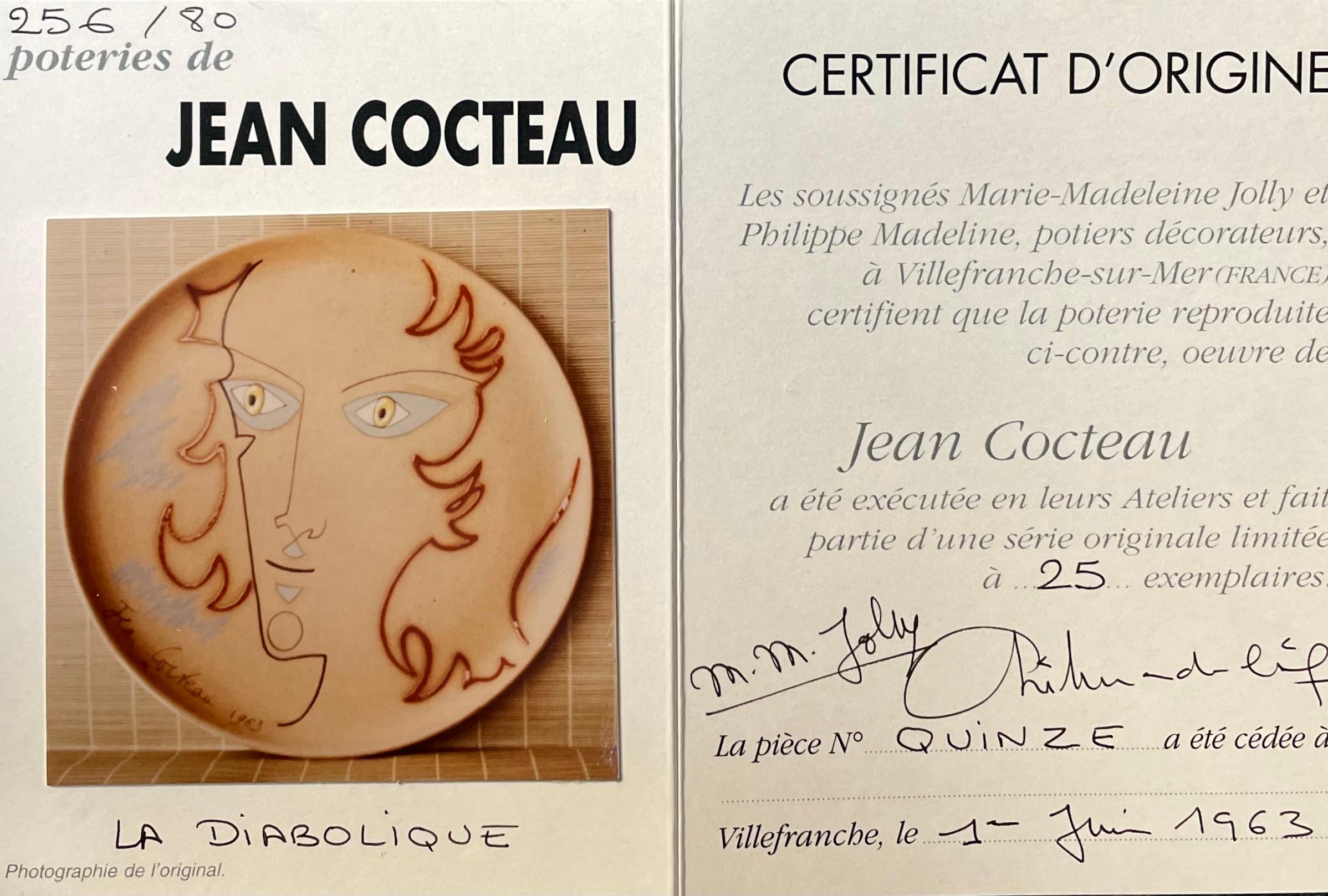 La Diabolique . „Der Dämon im Inneren“  (Orange), Figurative Print, von Jean Cocteau