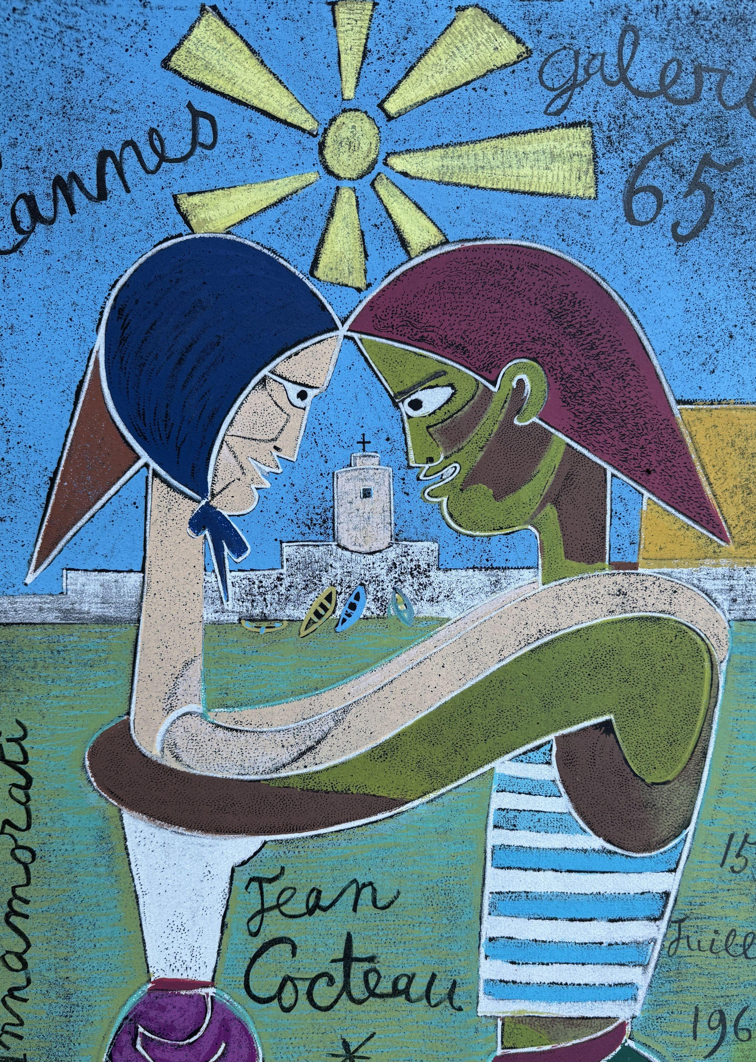 Amantes bajo el sol - Litografía firmada en la plancha- Innamorati - Print Moderno de Jean Cocteau