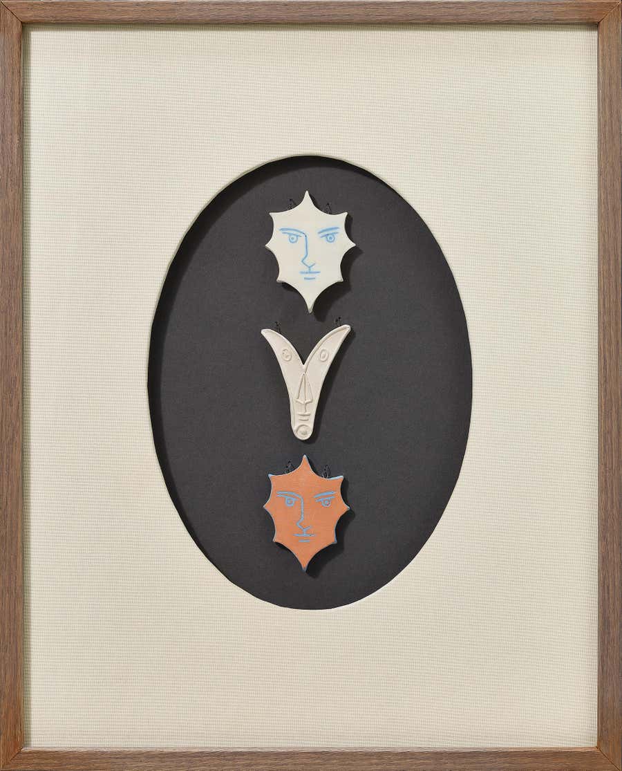 Octogones et Vé Ceramic Print Set, Art Deco, Framed, Circa 1958