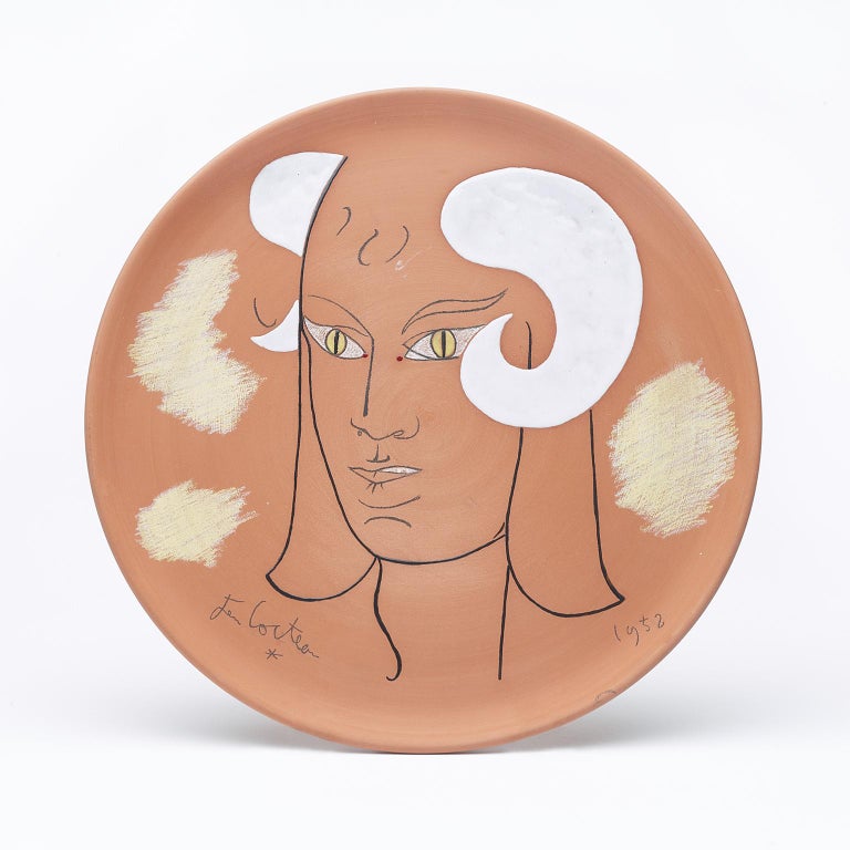 Jean Cocteau - original ceramic dish " faune séducteur aux cornes blanches  "" the seductive " For Sale at 1stDibs