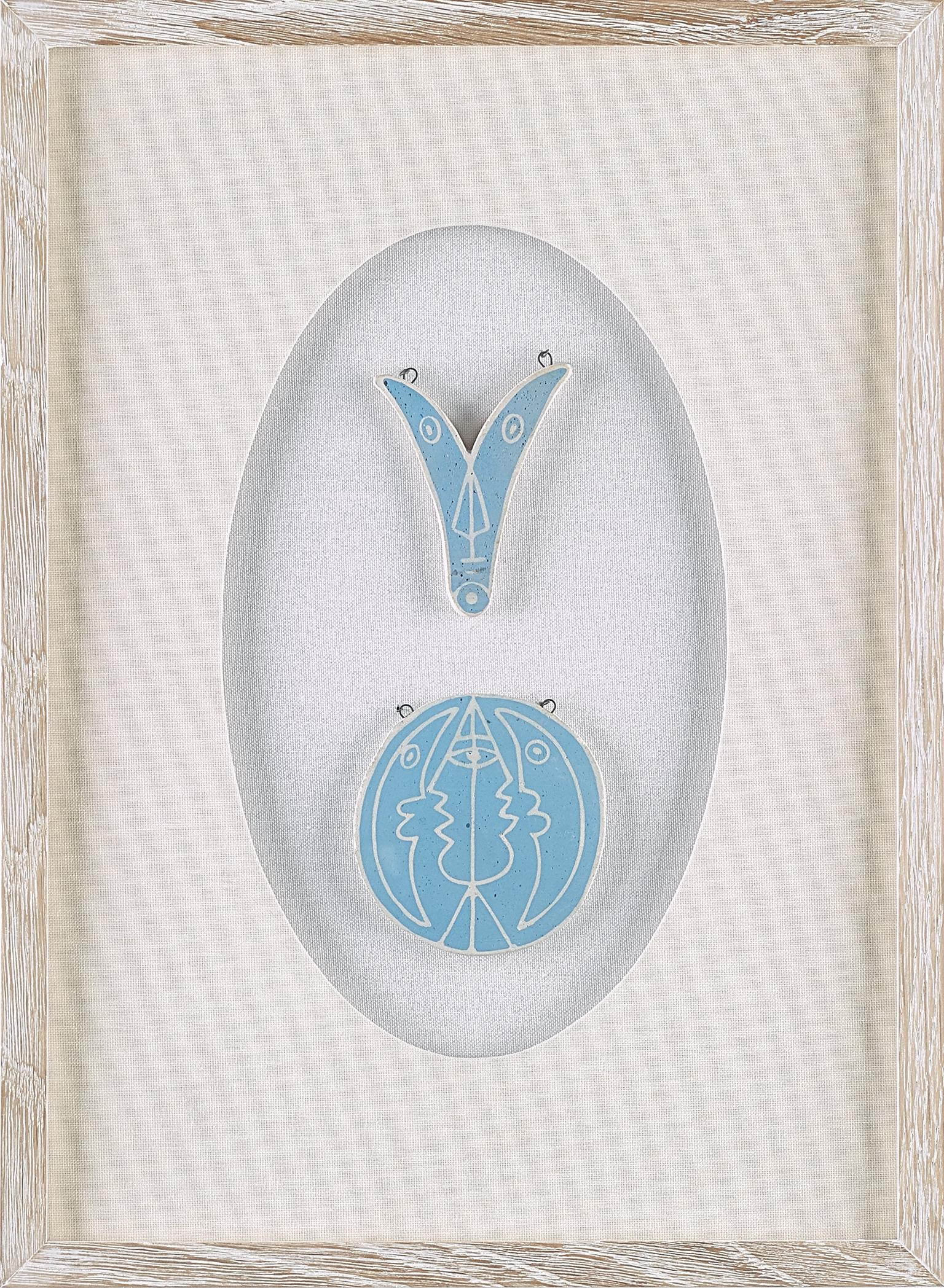 Jean Cocteau Figurative Print - original ceramic pendant "  Vé & Astrology " .certified.