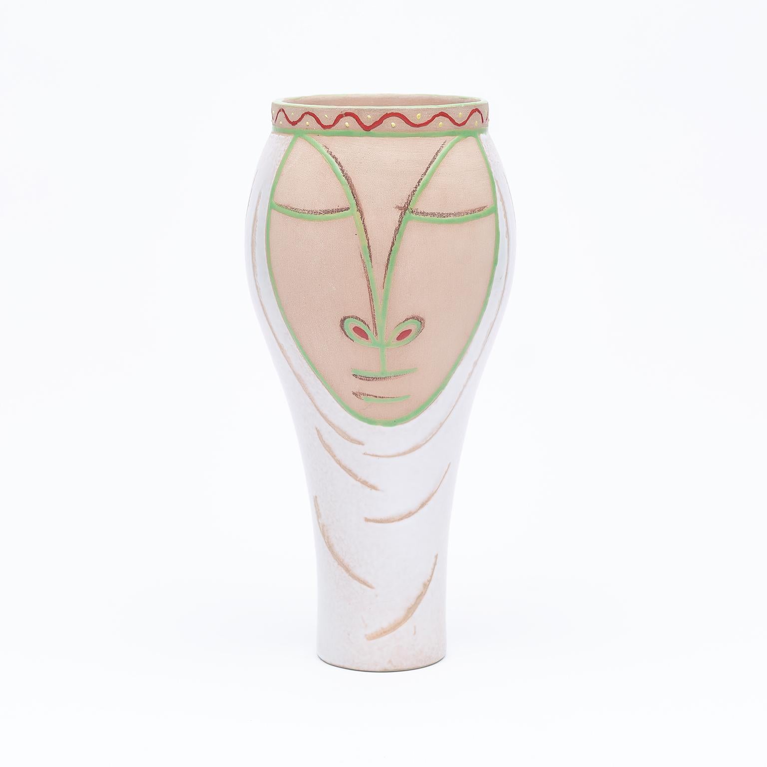 Jean Cocteau Figurative Sculpture - original ceramic Vase  " Médiévale "  Menton's museum 