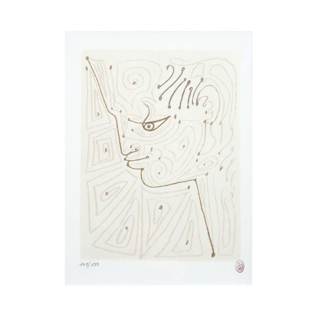 Original lithograph by Jean Cocteau : Petit profil d'Orphée aux arabesques For Sale 1