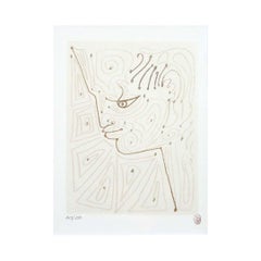 Original lithograph by Jean Cocteau : Petit profil d'Orphée aux arabesques