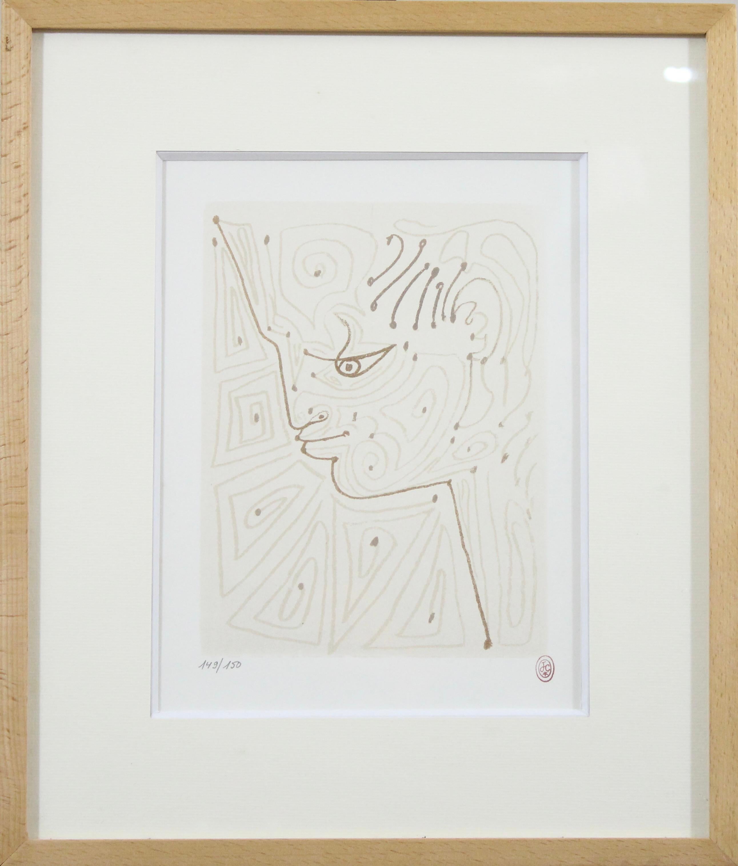 Original lithograph by Jean Cocteau : Petit profil d'Orphée aux arabesques For Sale 3