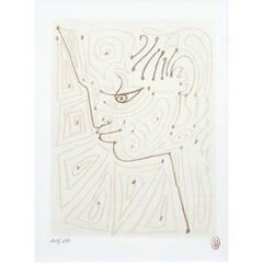 Original lithograph by Jean Cocteau : Petit profil d'Orphée aux arabesques