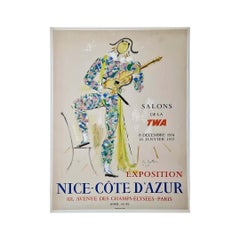 Original poster for the exhibition "Nice-Côte d'Azur" by Jean Cocteau