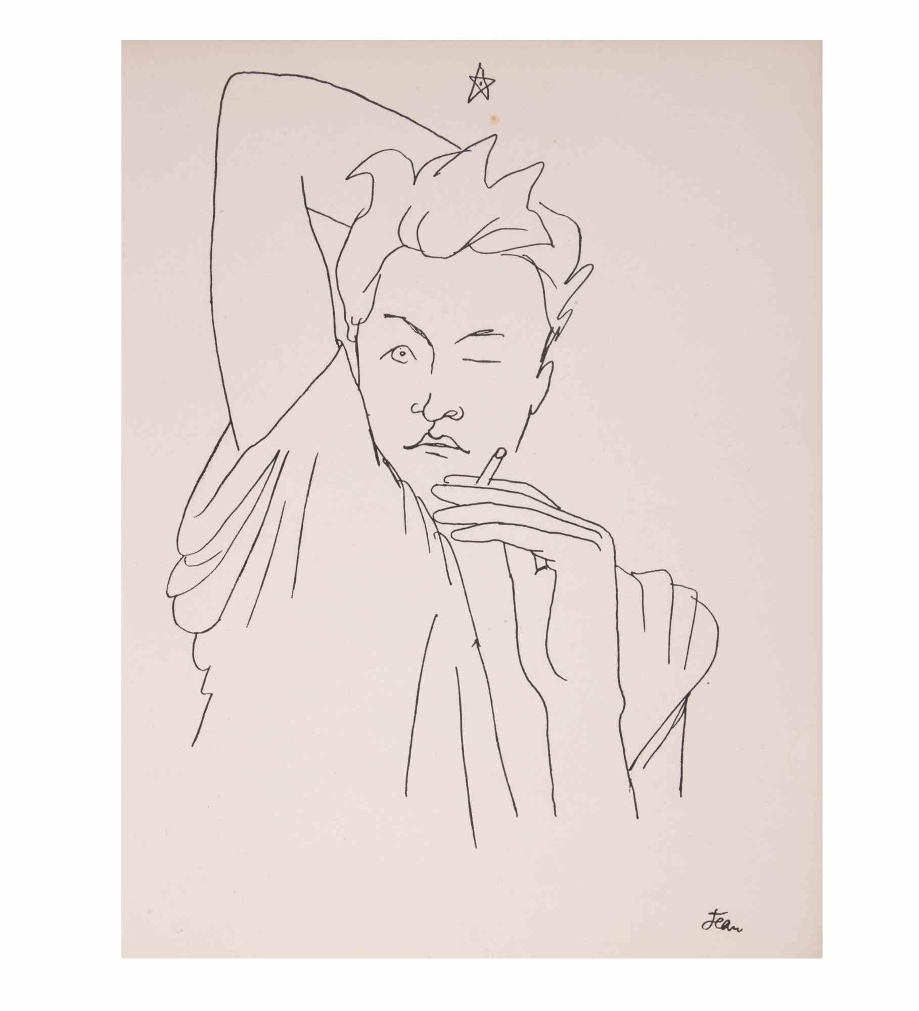 Retrato de Jean Desbordes - Litografía de Jean Cocteau - 1929 en venta 1