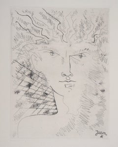 Surrealist Portrait - Original Etching (Plate signature), 1946