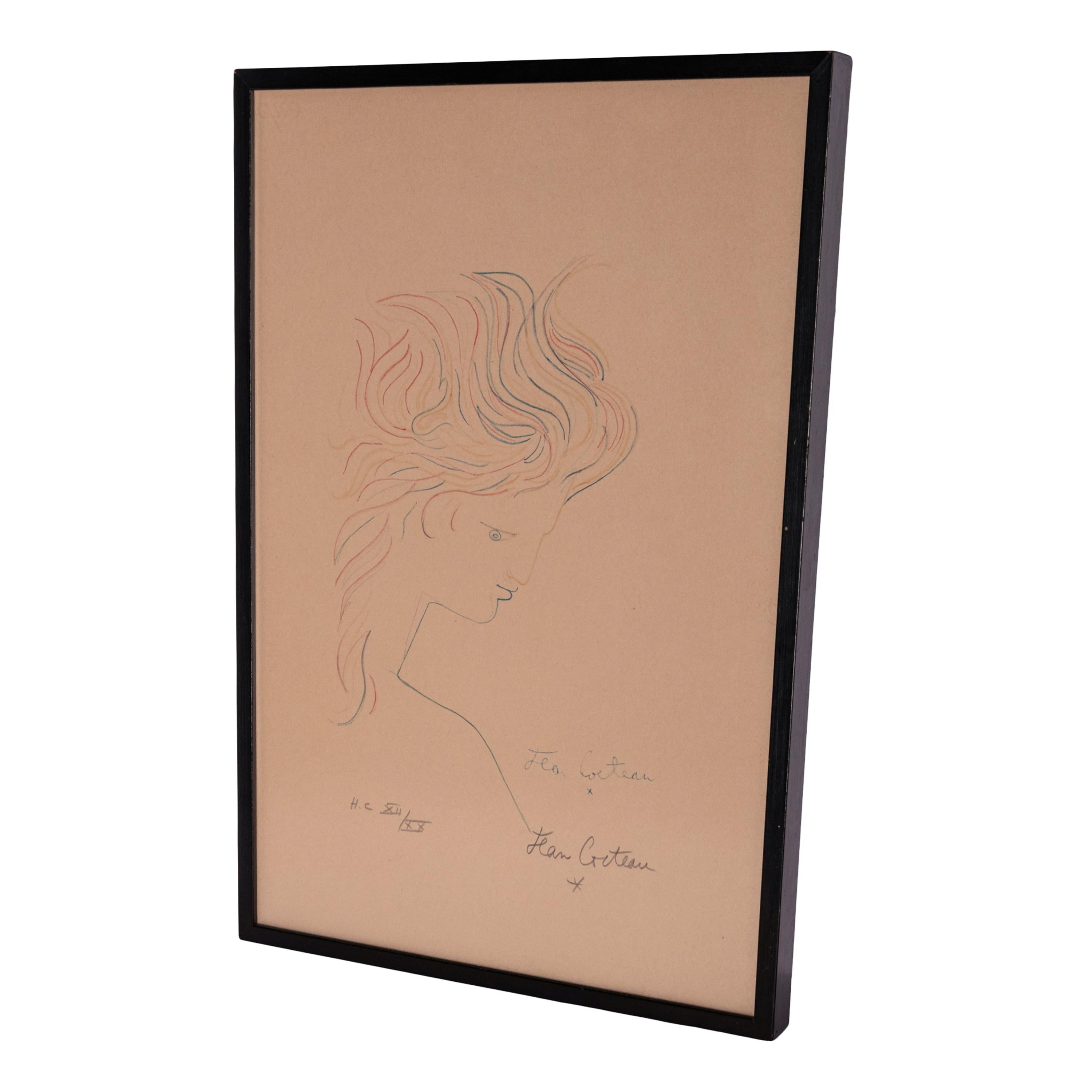 Surrealistische Tete en Profil Lithographie in Farbe Junge Frauenkopf Hors de Commerce, Hors de Commerce im Angebot 1