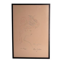 Surrealist Tete en Profil Lithograph in Color Young Womans Head Hors de Commerce