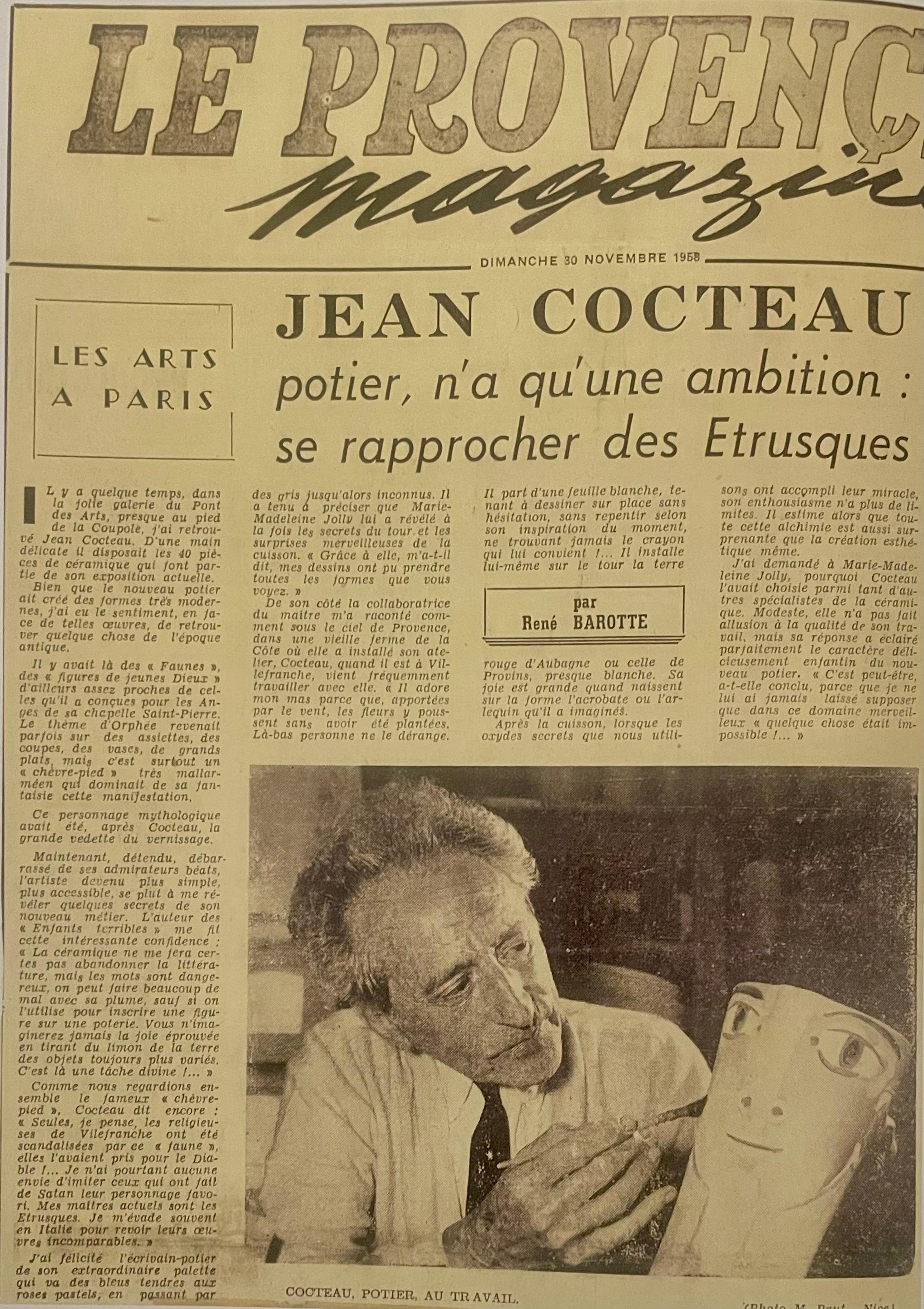 Visage . - Figurative Sculpture Grigio di Jean Cocteau
