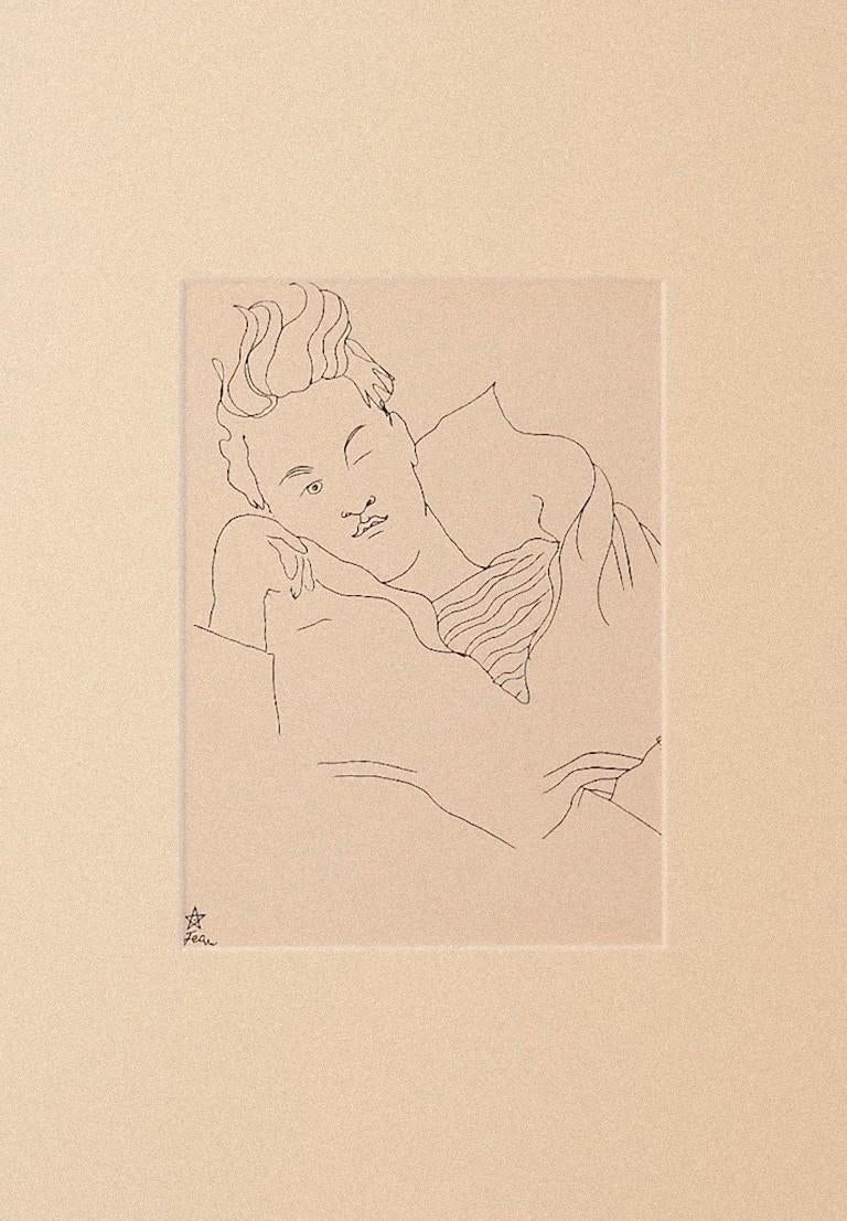 Young Boy is an original photolithograph realized by Jean Cocteau (1889 -1963) in 1930 ca., French draftsman, poet, essayist, playwright, librettist, film director.

Signed on the lower. With the blue stamp of” Collezione Contessa Anna Labtitia