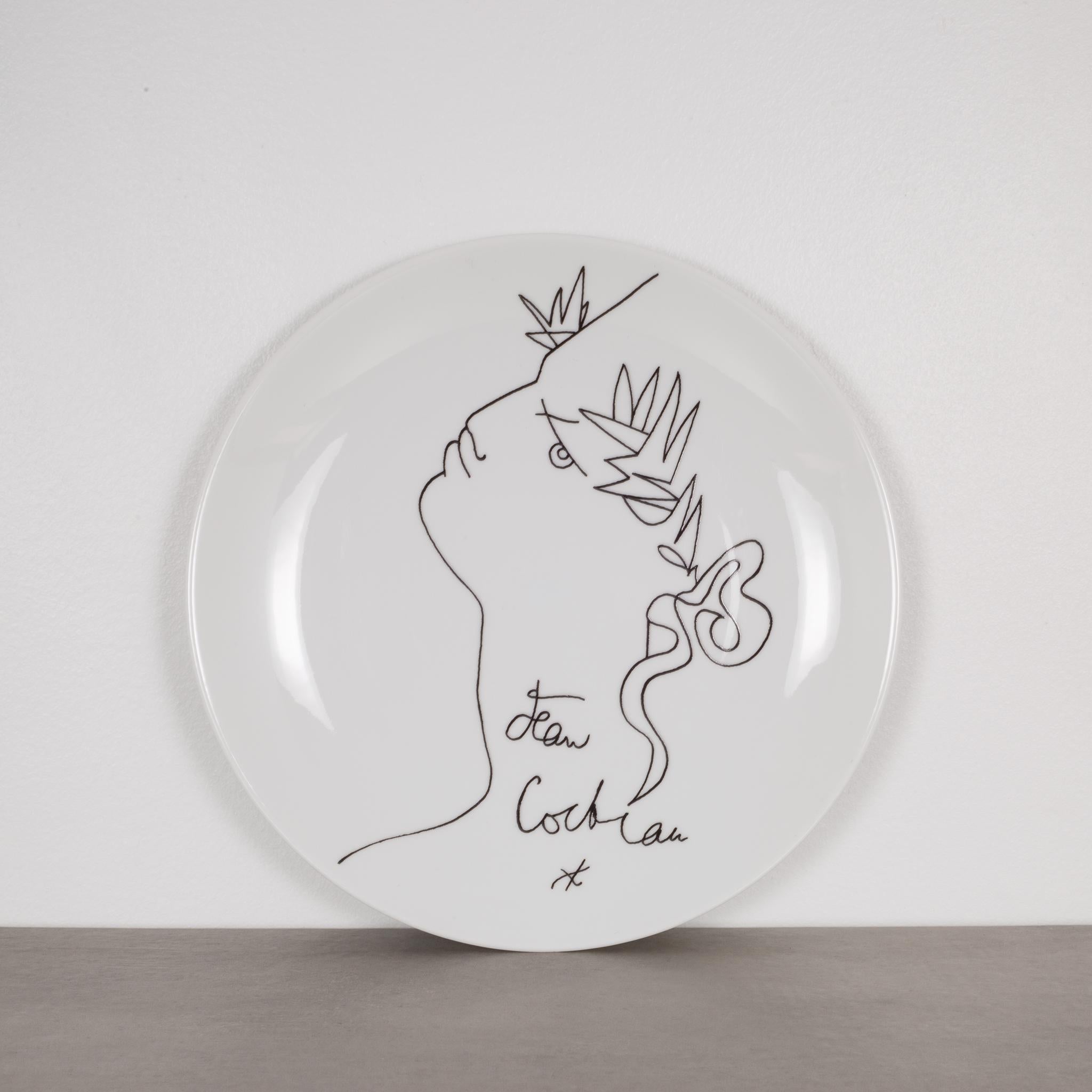 This listing is for a vintage ceramic plates designed by author, artist, filmmaker Jean Cocteau. The plate was issued by Promo-Ceram as part of an Editions d'art series, and is noted as 