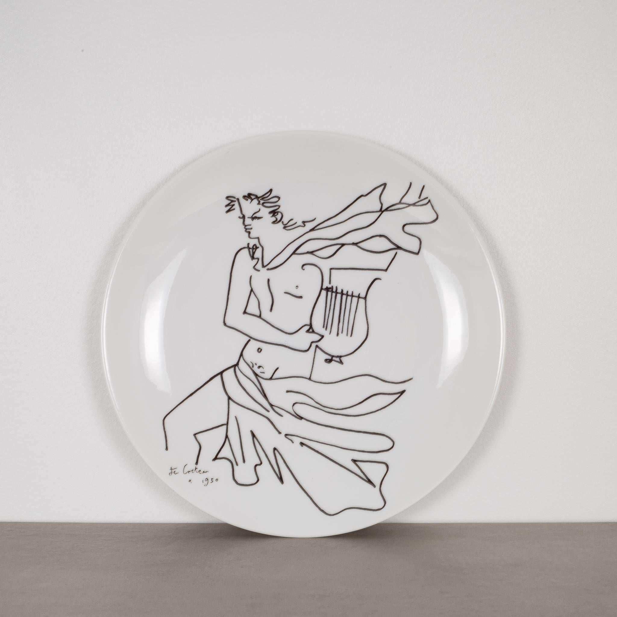 French Jean Cocteau Promo-Ceram Midcentury Plates-Set of 4, circa 1950-1980