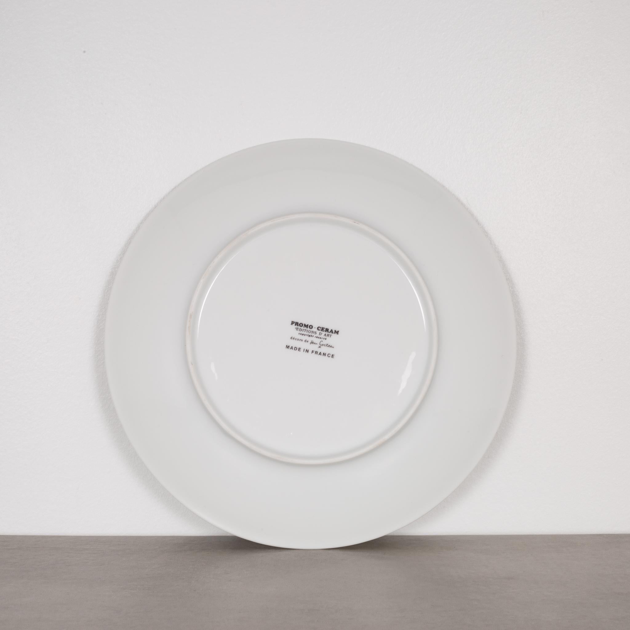 Porcelain Jean Cocteau Promo-Ceram Midcentury Plates-Set of 4, circa 1950-1980