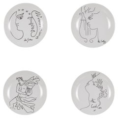 Jean Cocteau Promo-Ceram Midcentury Plates-Set of 4, circa 1950-1980