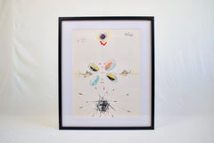 Jean Cocteau & Raymond Moretti, "Visages et poissons" Lithographie encadrée signée par la main