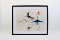 Jean Cocteau & Raymond Moretti, "Les poissons" Lithographie encadrée signée par la main