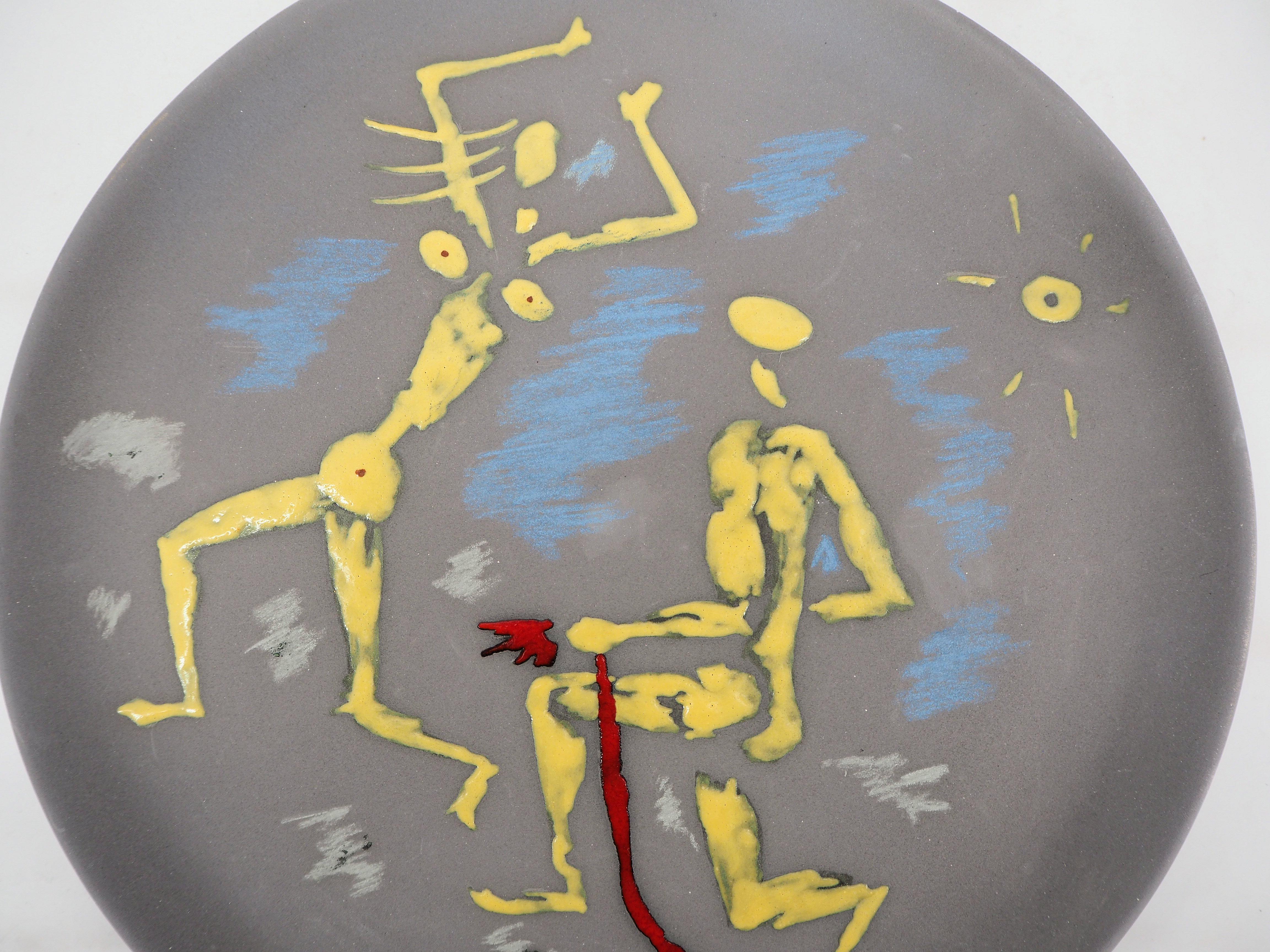 Atalanta und Hippomenes - Original signierte Keramik, Zertifikat (Moderne), Sculpture, von Jean Cocteau