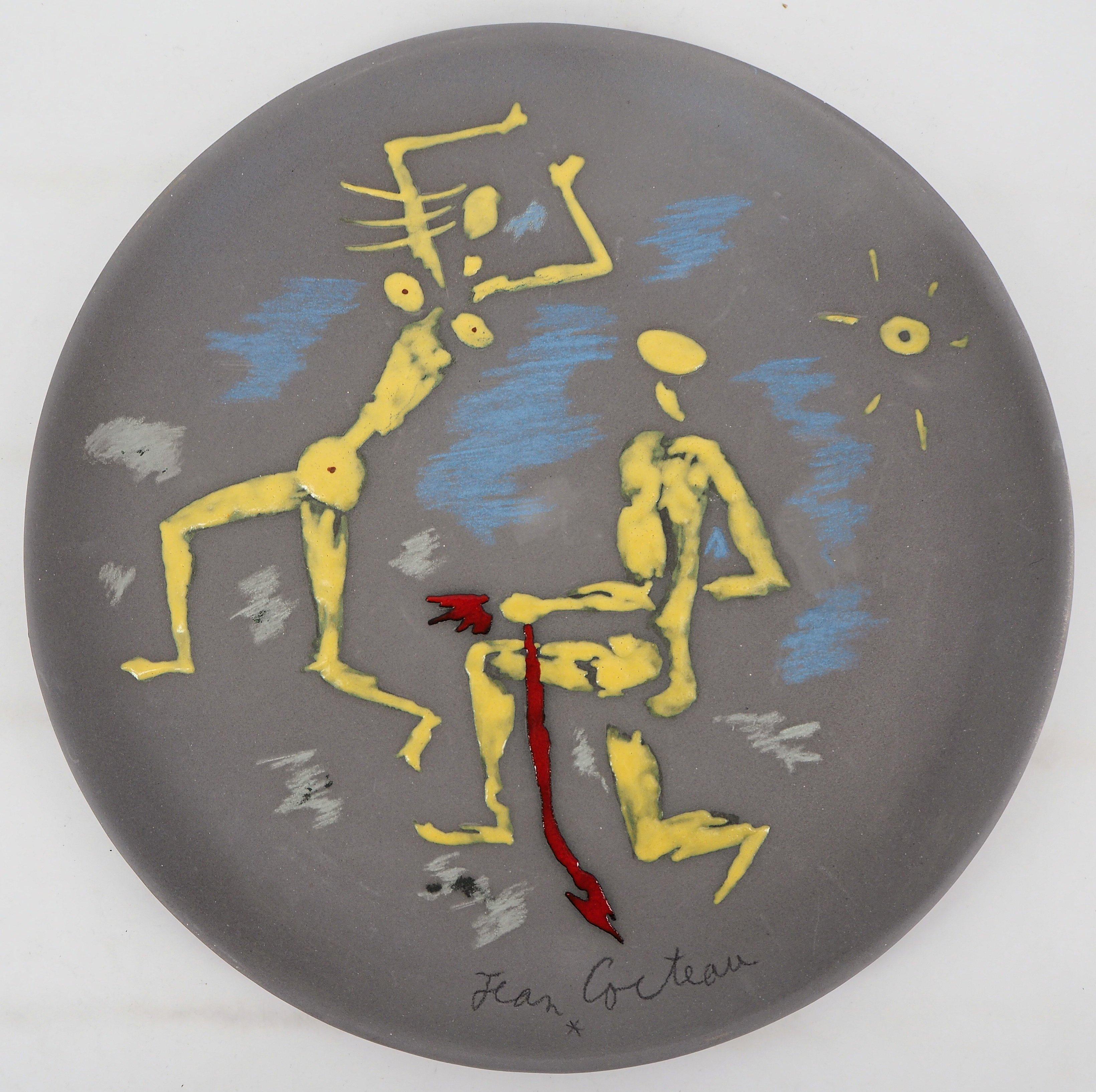 Jean Cocteau Figurative Sculpture – Atalanta und Hippomenes - Original signierte Keramik, Zertifikat