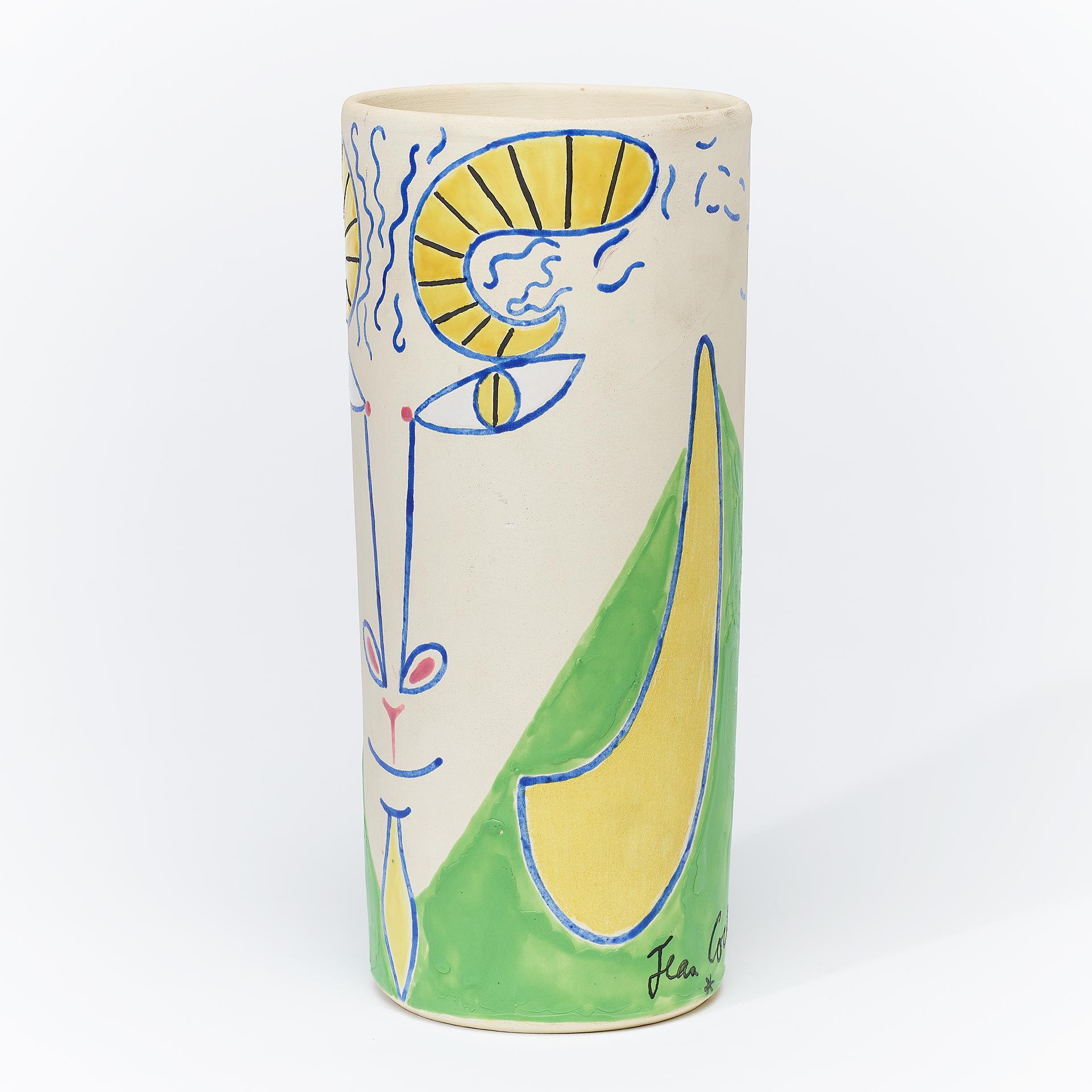 Bélier aux cornes jaunes – Sculpture von Jean Cocteau