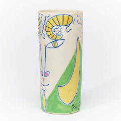 Bélier aux Cornes Jaunes Ceramic Sculpture, Art Deco, Signed, 1958