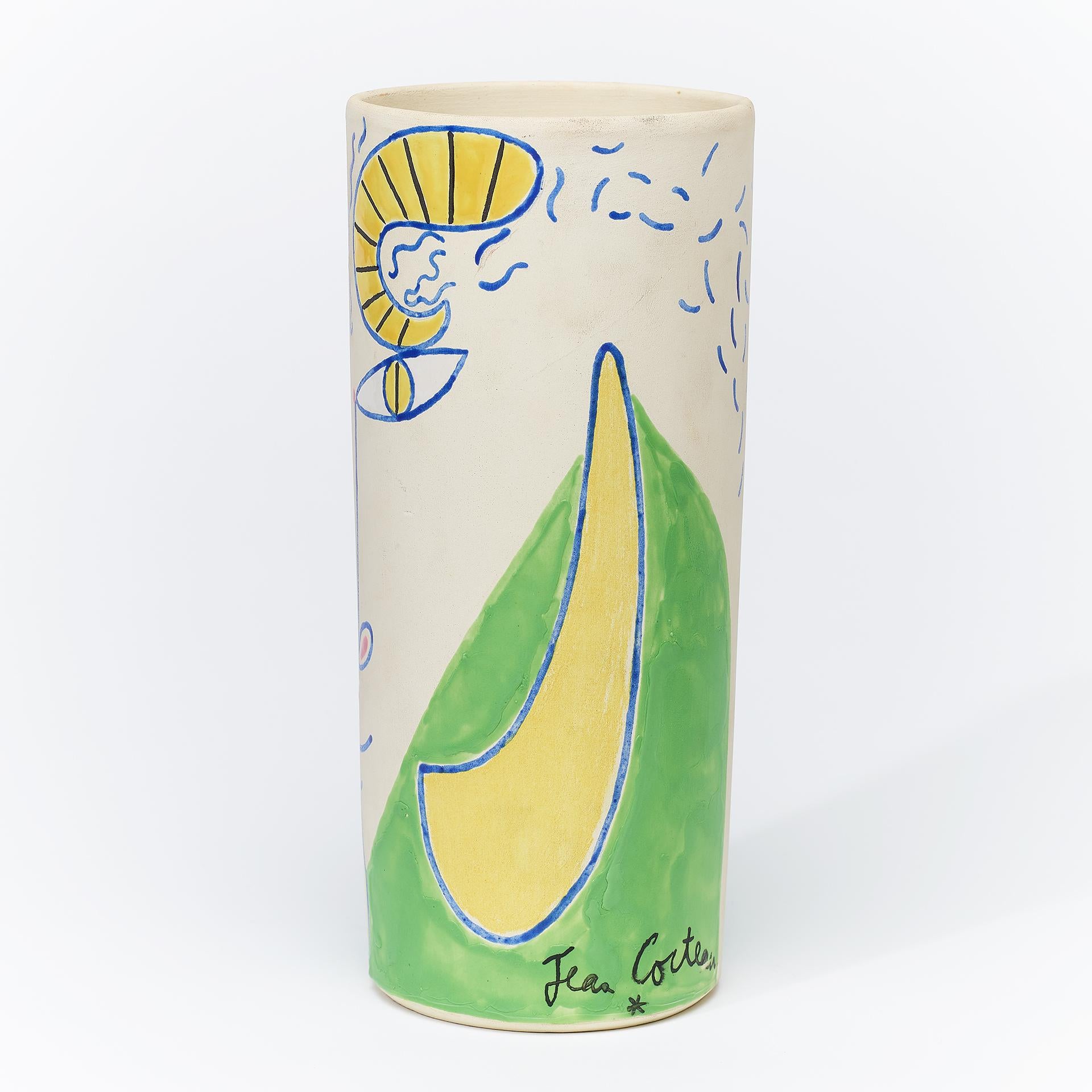 Bélier aux cornes jaunes - Art déco Sculpture par Jean Cocteau
