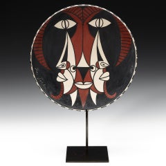 Sculpture en céramique « Bouc à trois visages », Art déco, signée, vers 1958