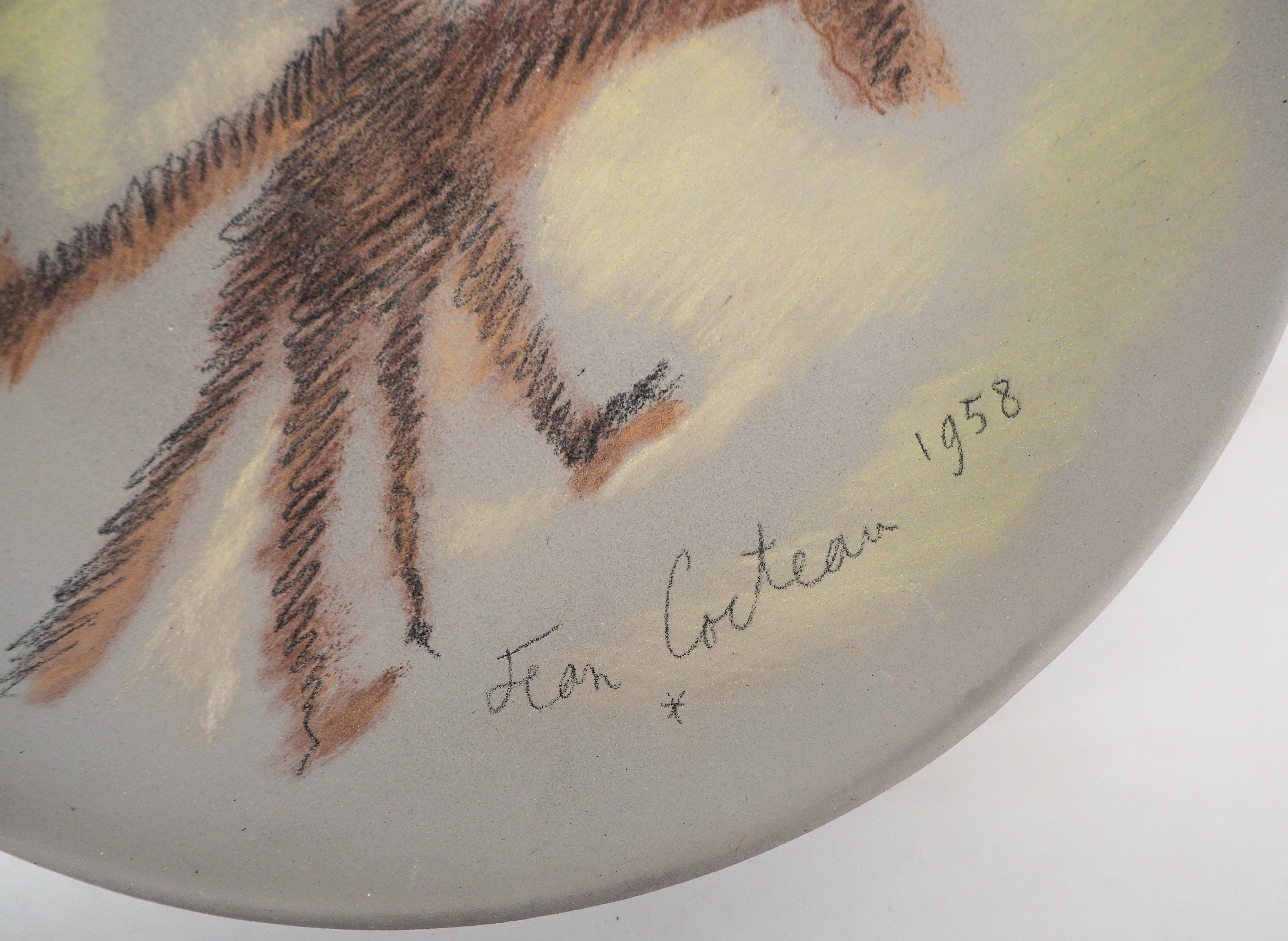 Don Quixote - Original signed ceramic, Certificate - Modern Sculpture by Jean Cocteau