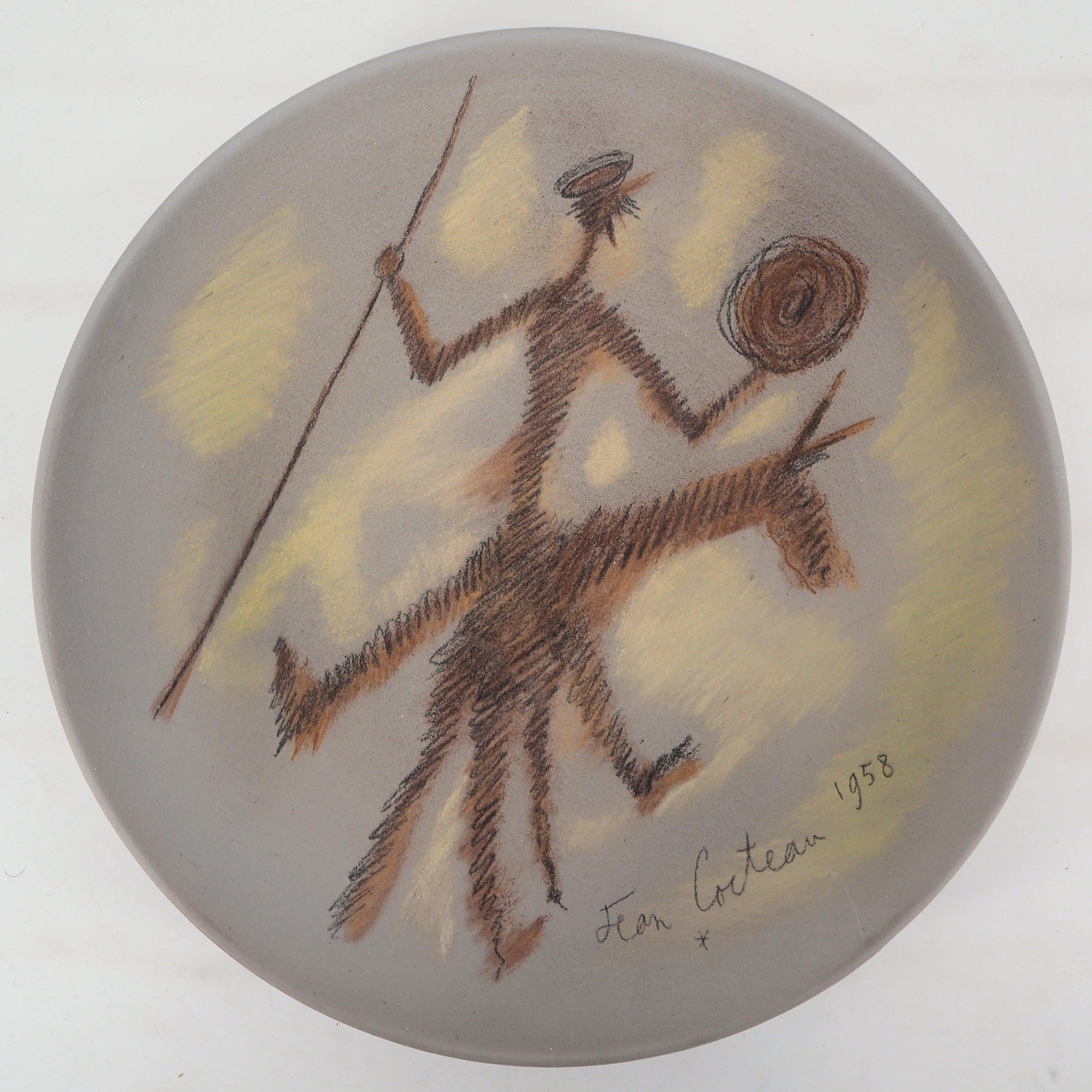 Figurative Sculpture Jean Cocteau - Don Quichotte - Céramique originale signée:: Certificat