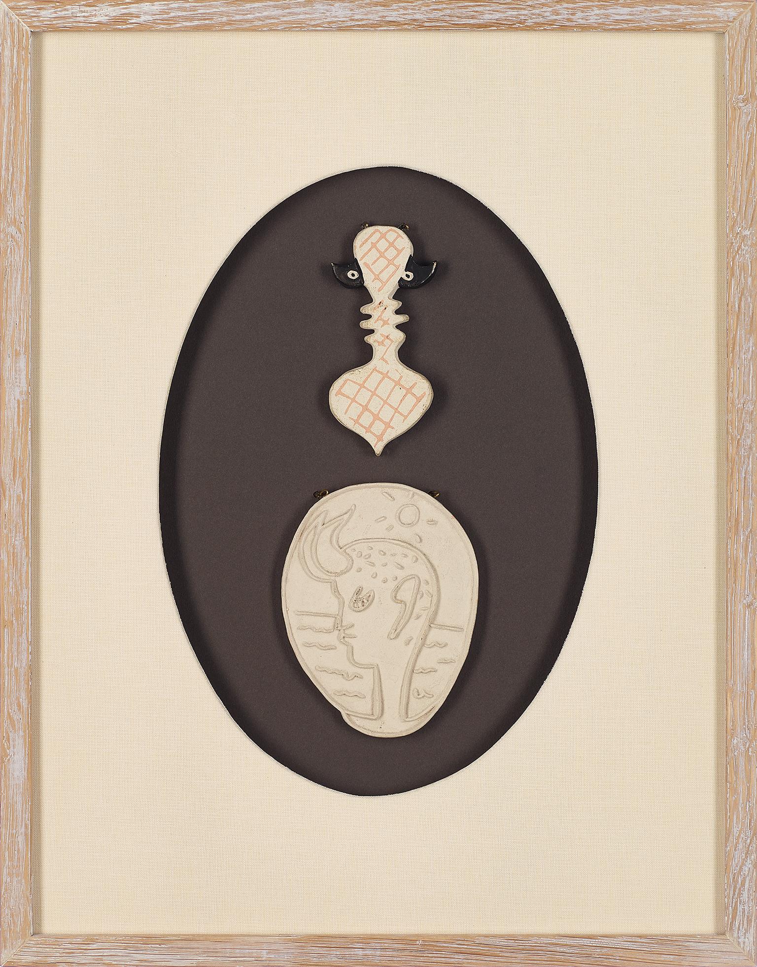 original ceramic pendant " Chêvre-pied  & Double Masque " 
