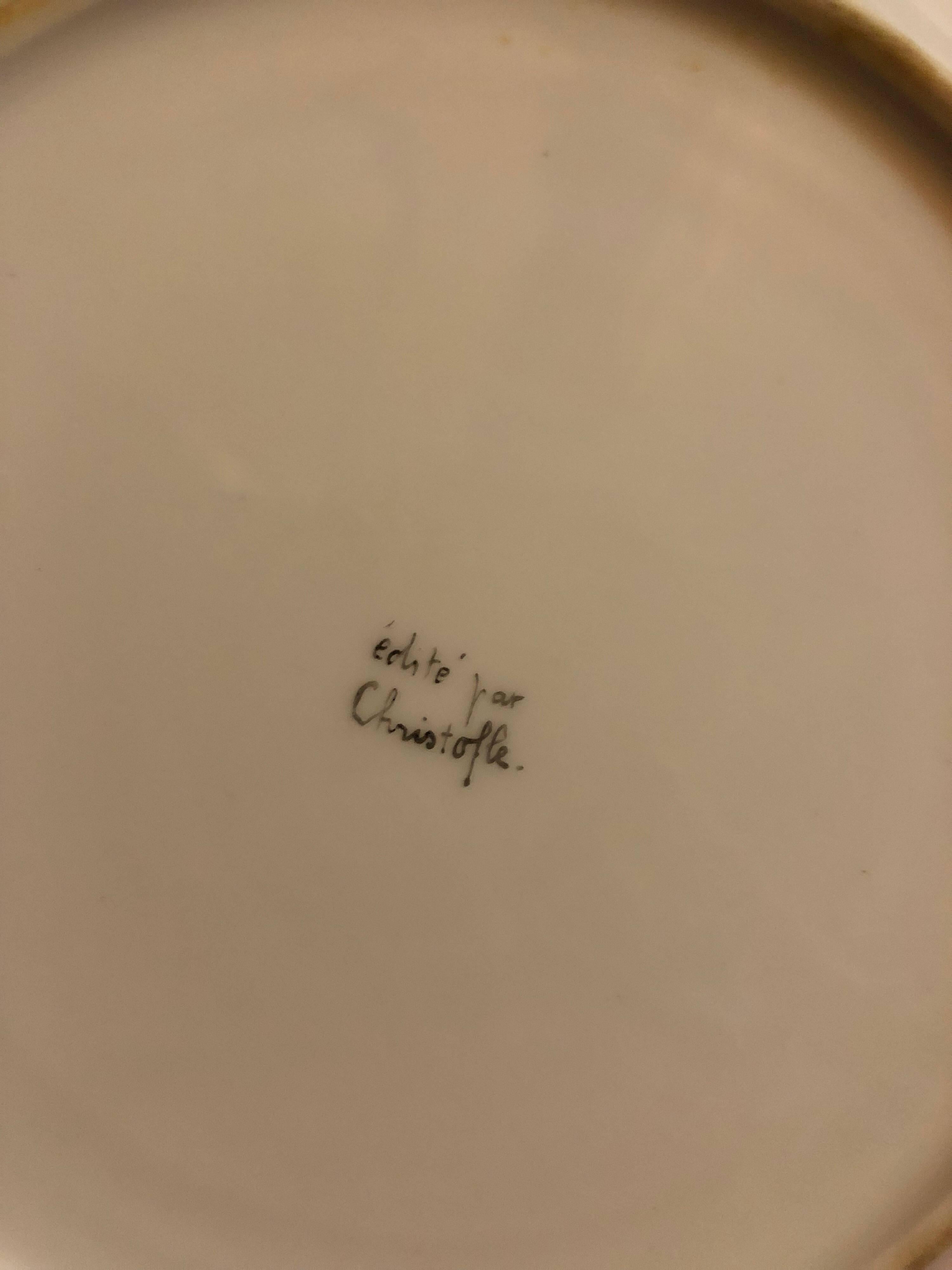Porcelain Plate With Cocteau Art Deco Surrealist Design Drawing Christofle 2