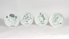 Jean Cocteau Set of Porcelain Plates, Limoges Porcelain