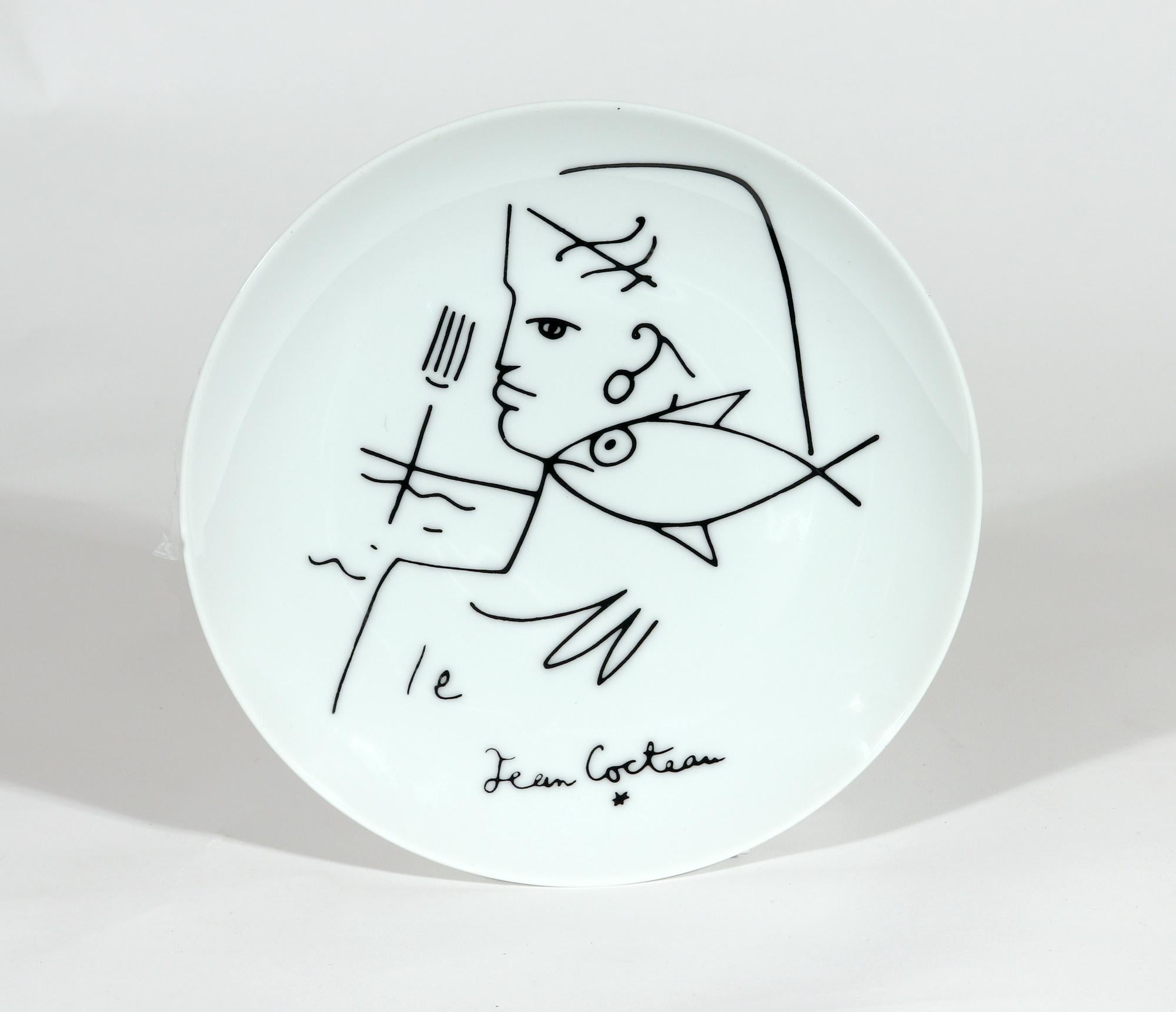 20th Century Jean Cocteau Set of Porcelain Plates, Limoges Porcelain