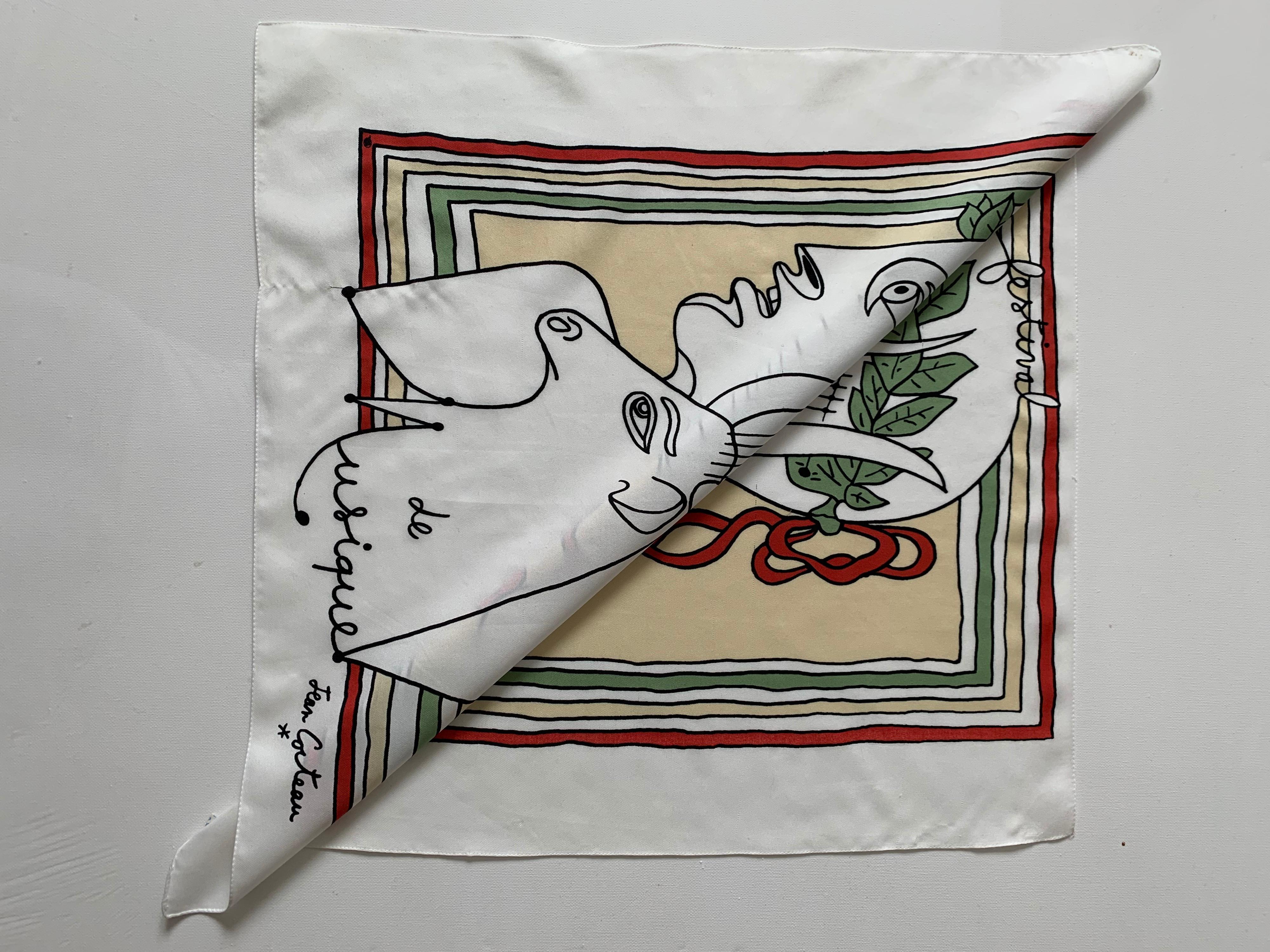 Jean Cocteau Silk Scarf, France In Good Condition For Sale In Antwerp, BE