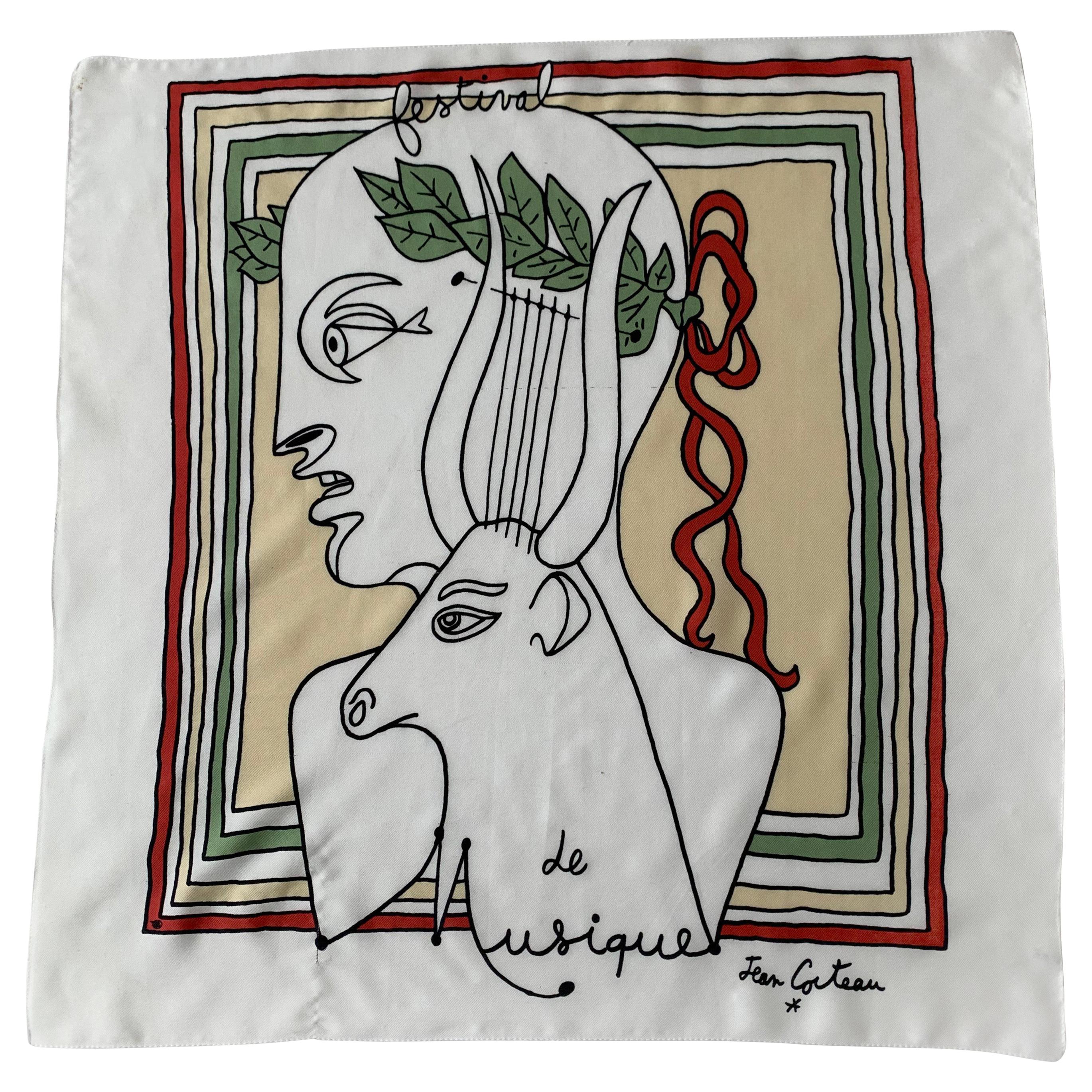 Jean Cocteau Silk Scarf, France For Sale