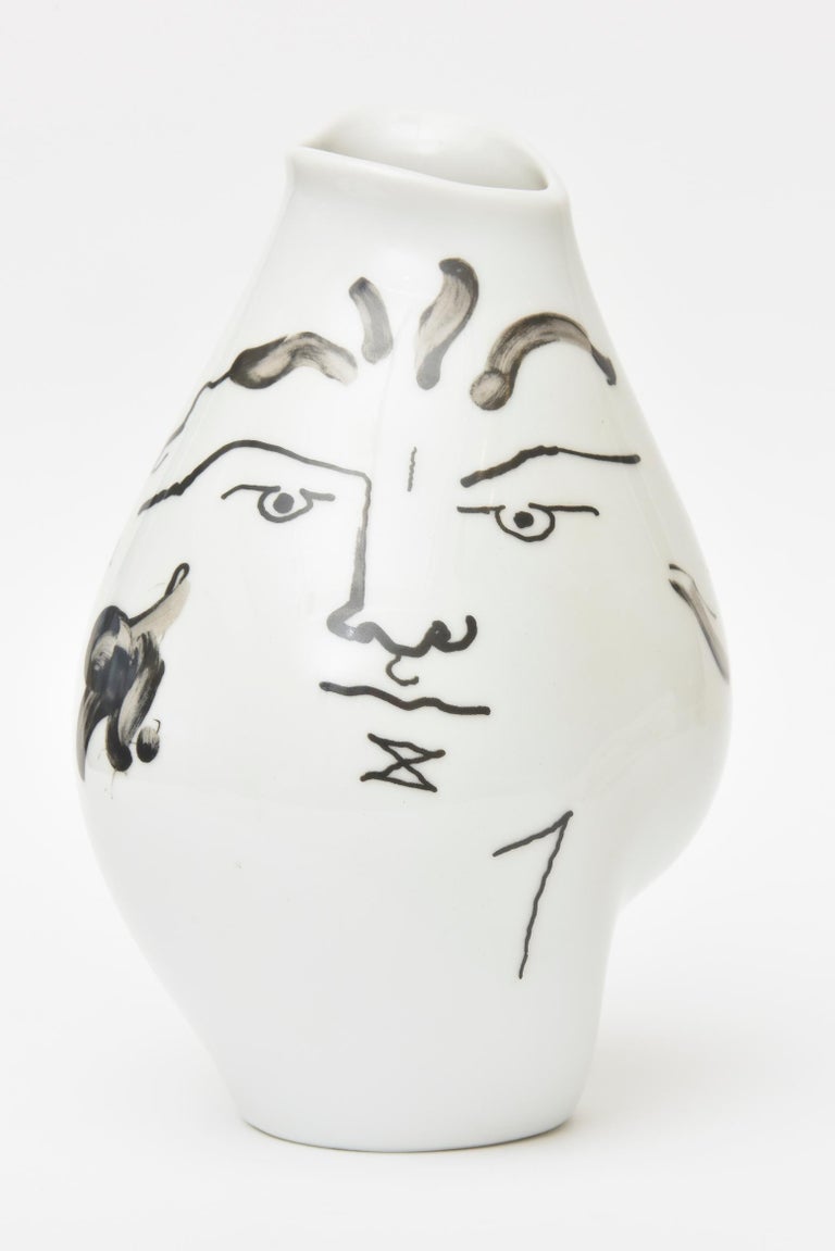 Jean Cocteau for Rosenthal Tetes Face Porcelain Hand Painted Vase