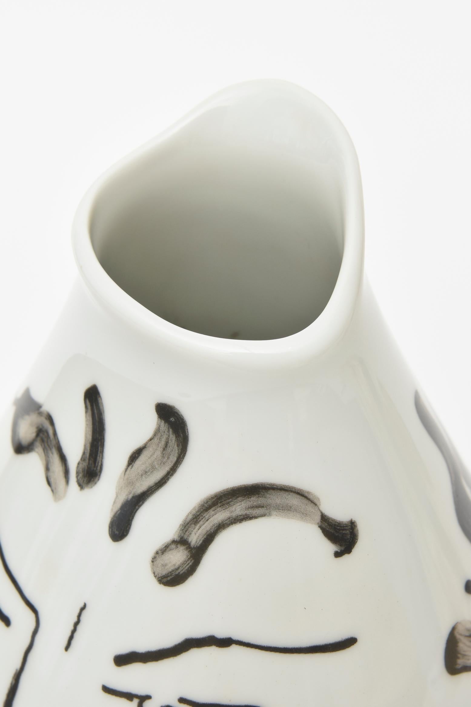 Organic Modern Jean Cocteau for Rosenthal Tetes Face Porcelain Hand Painted Vase Vessel