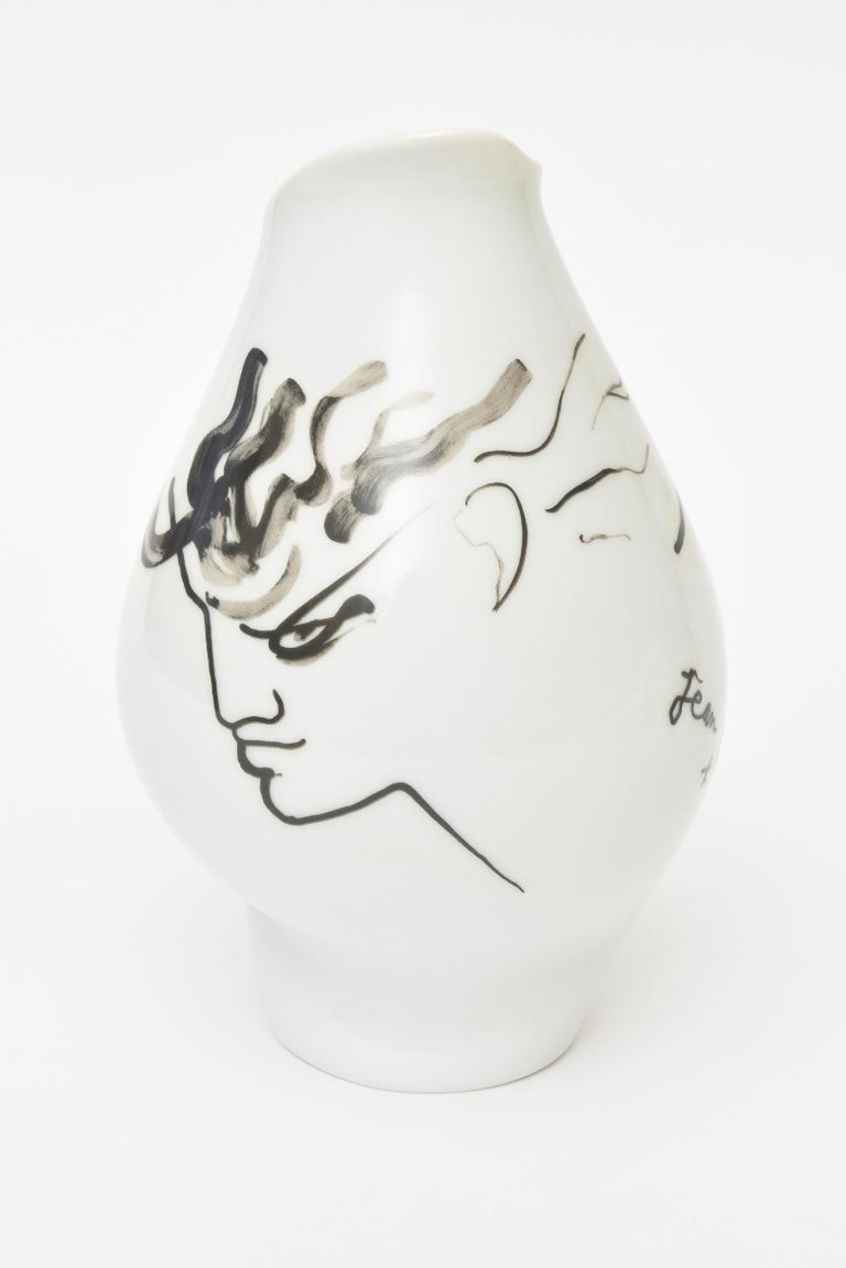 Jean Cocteau for Rosenthal Tetes Face Porcelain Hand Painted Vase