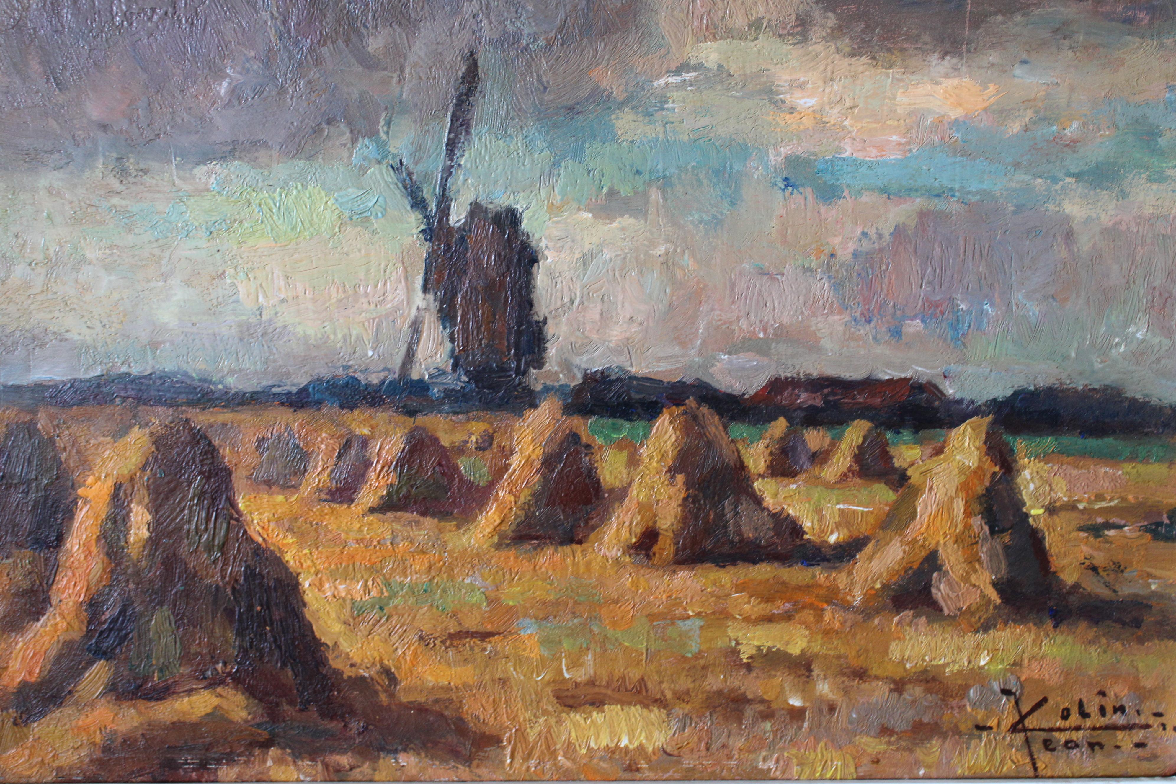 Antike stimmungsvolle postimpressionistische Landschaft Ölgemälde von Jean Colin im Angebot 11