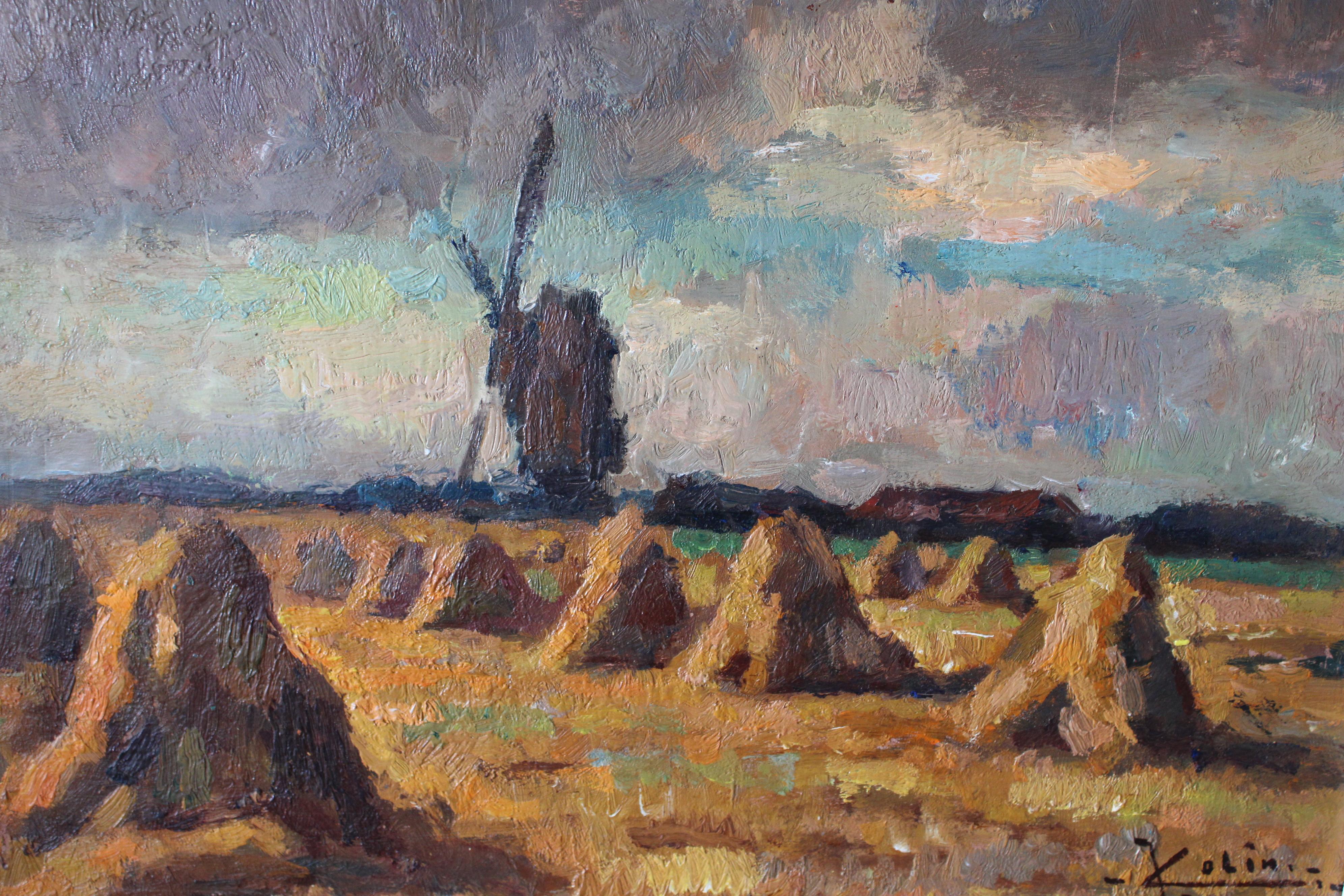 Antike stimmungsvolle postimpressionistische Landschaft Ölgemälde von Jean Colin im Angebot 12