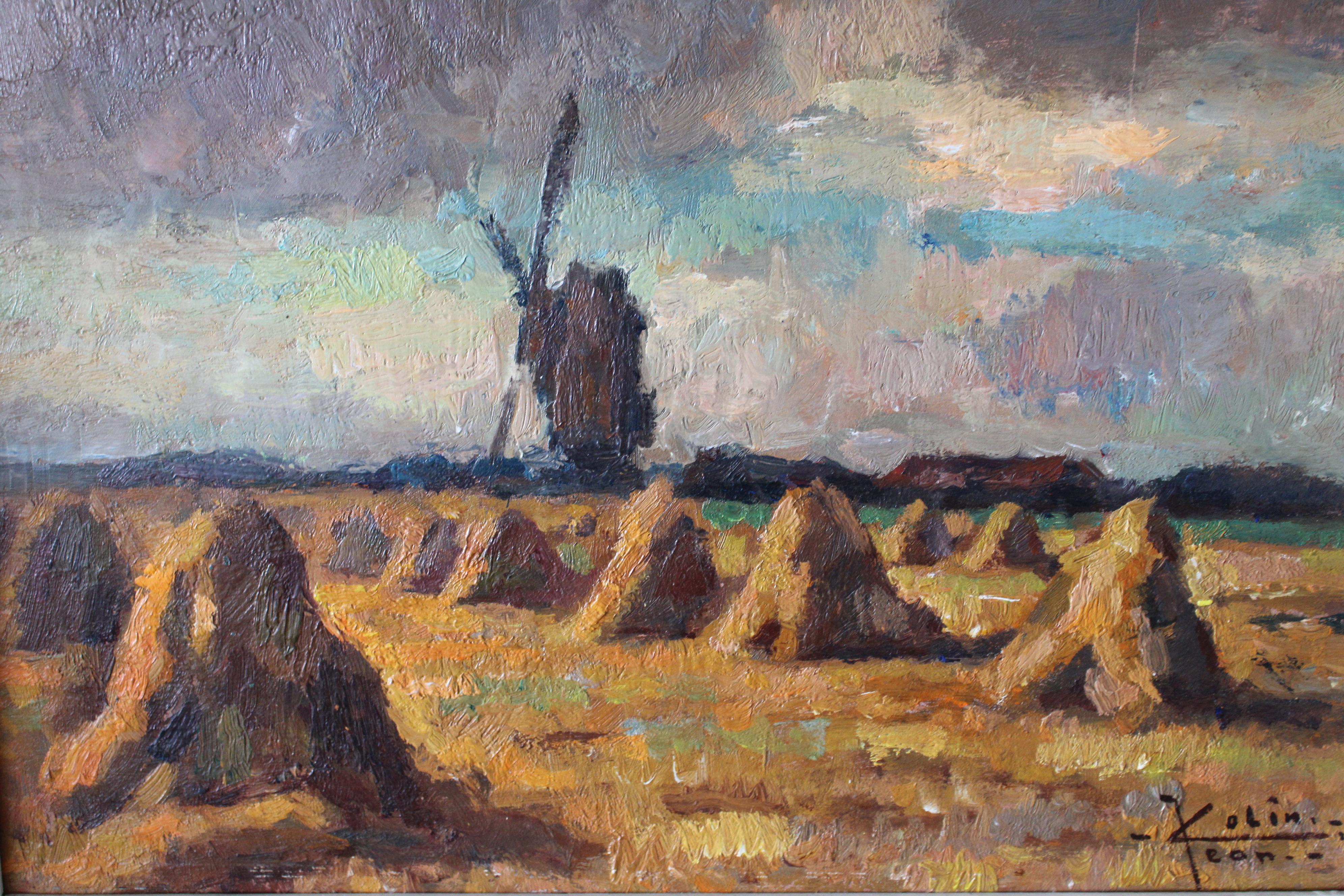 Antike stimmungsvolle postimpressionistische Landschaft Ölgemälde von Jean Colin im Angebot 1