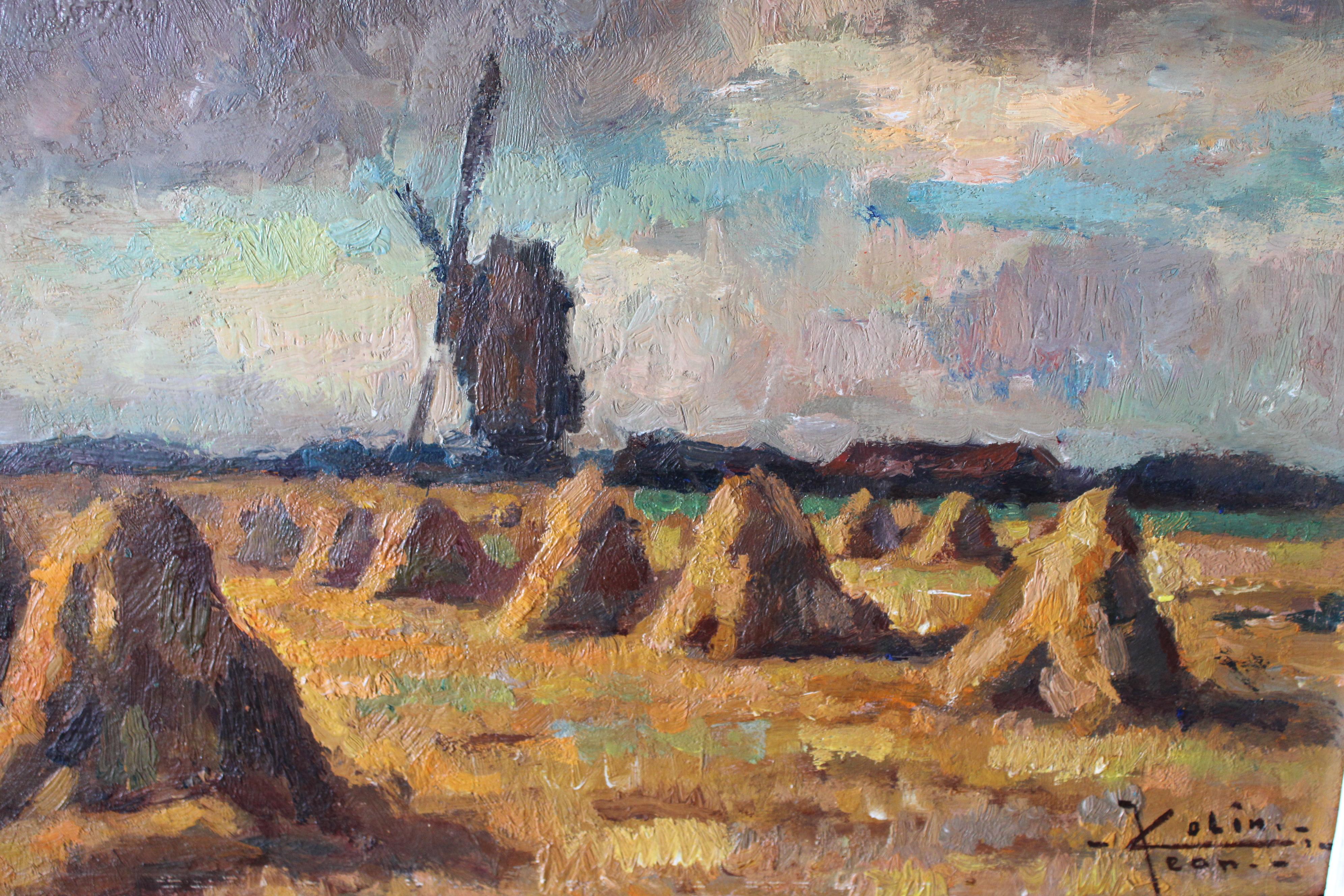 Antike stimmungsvolle postimpressionistische Landschaft Ölgemälde von Jean Colin im Angebot 2
