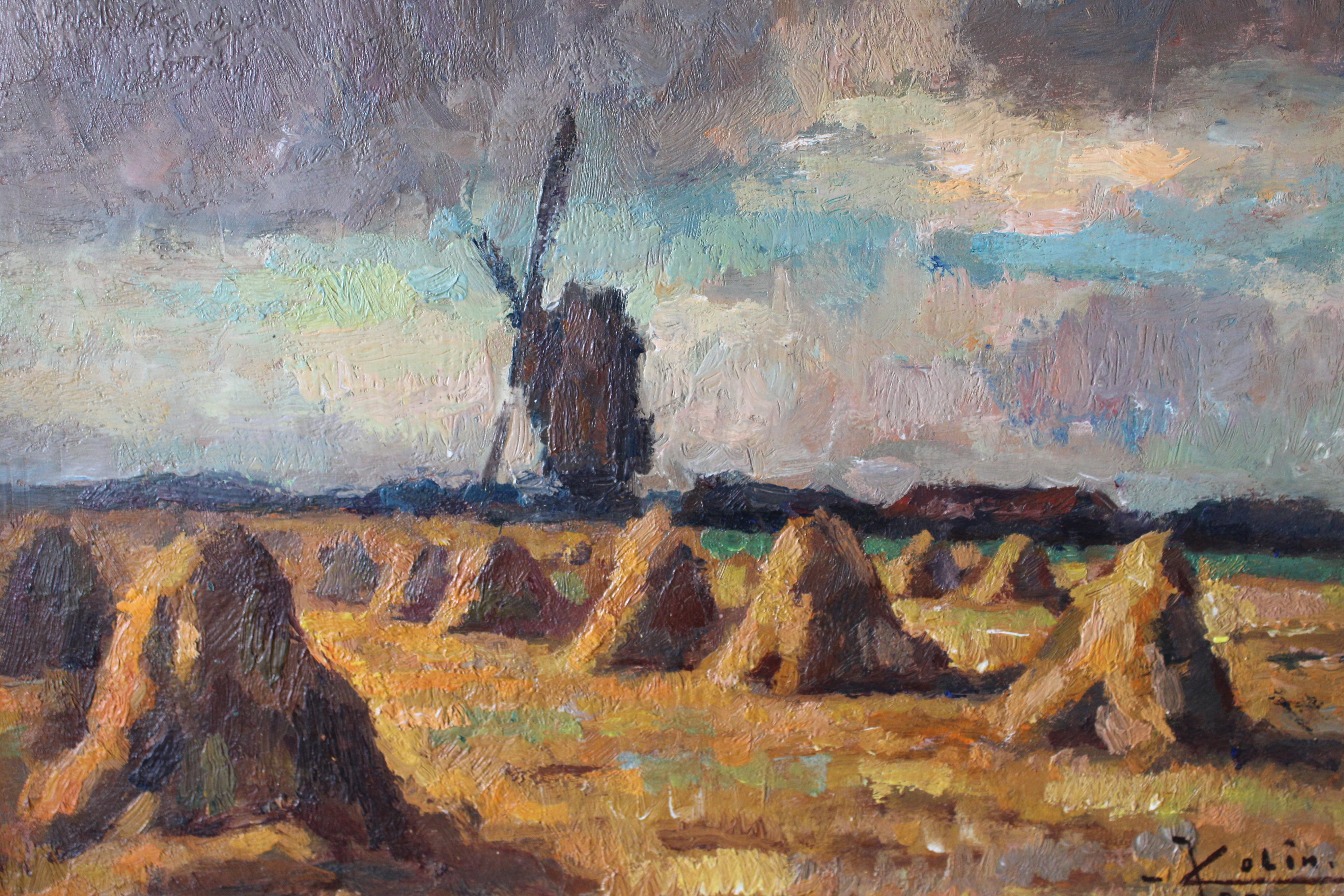 Antike stimmungsvolle postimpressionistische Landschaft Ölgemälde von Jean Colin im Angebot 4