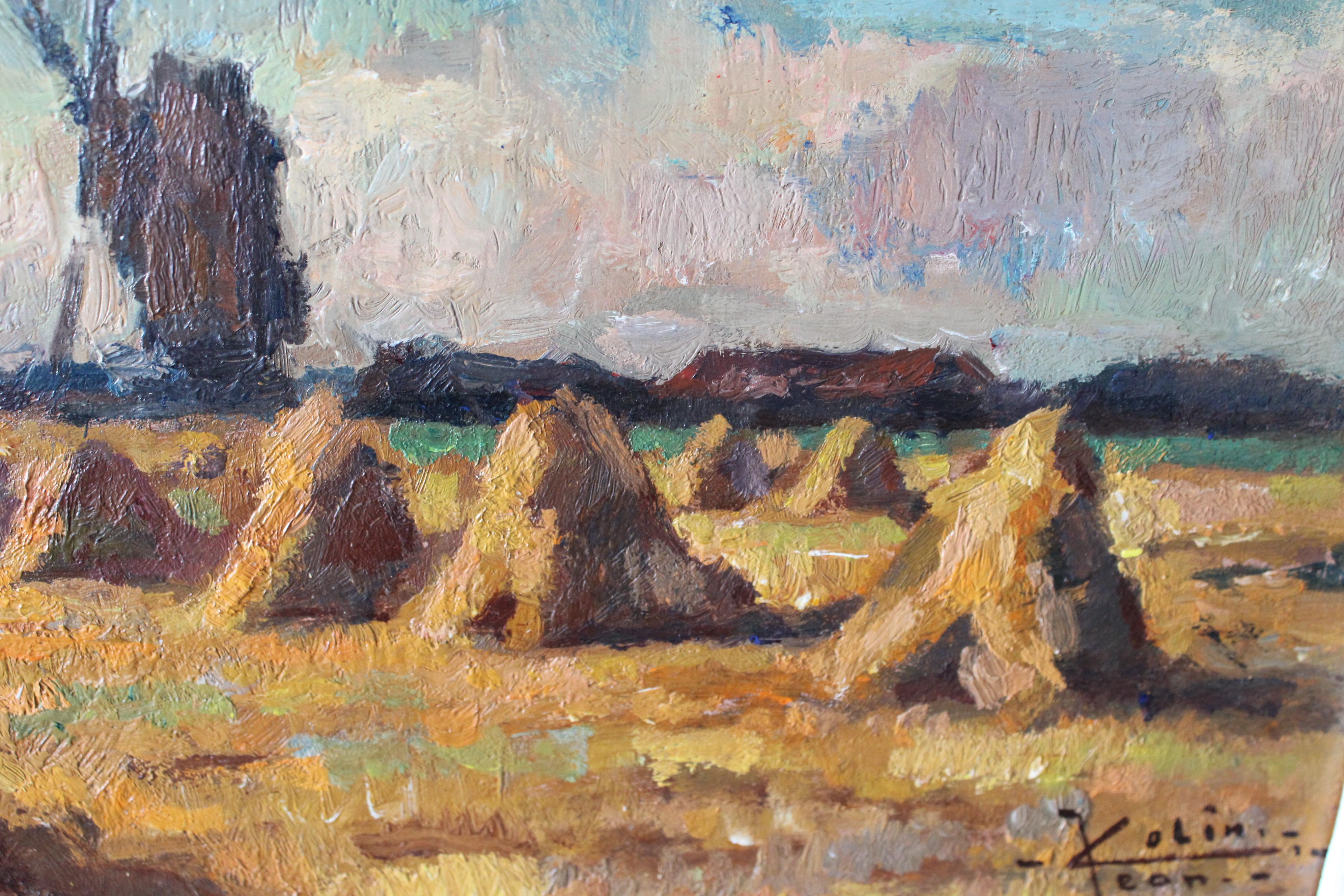 Antike stimmungsvolle postimpressionistische Landschaft Ölgemälde von Jean Colin im Angebot 7