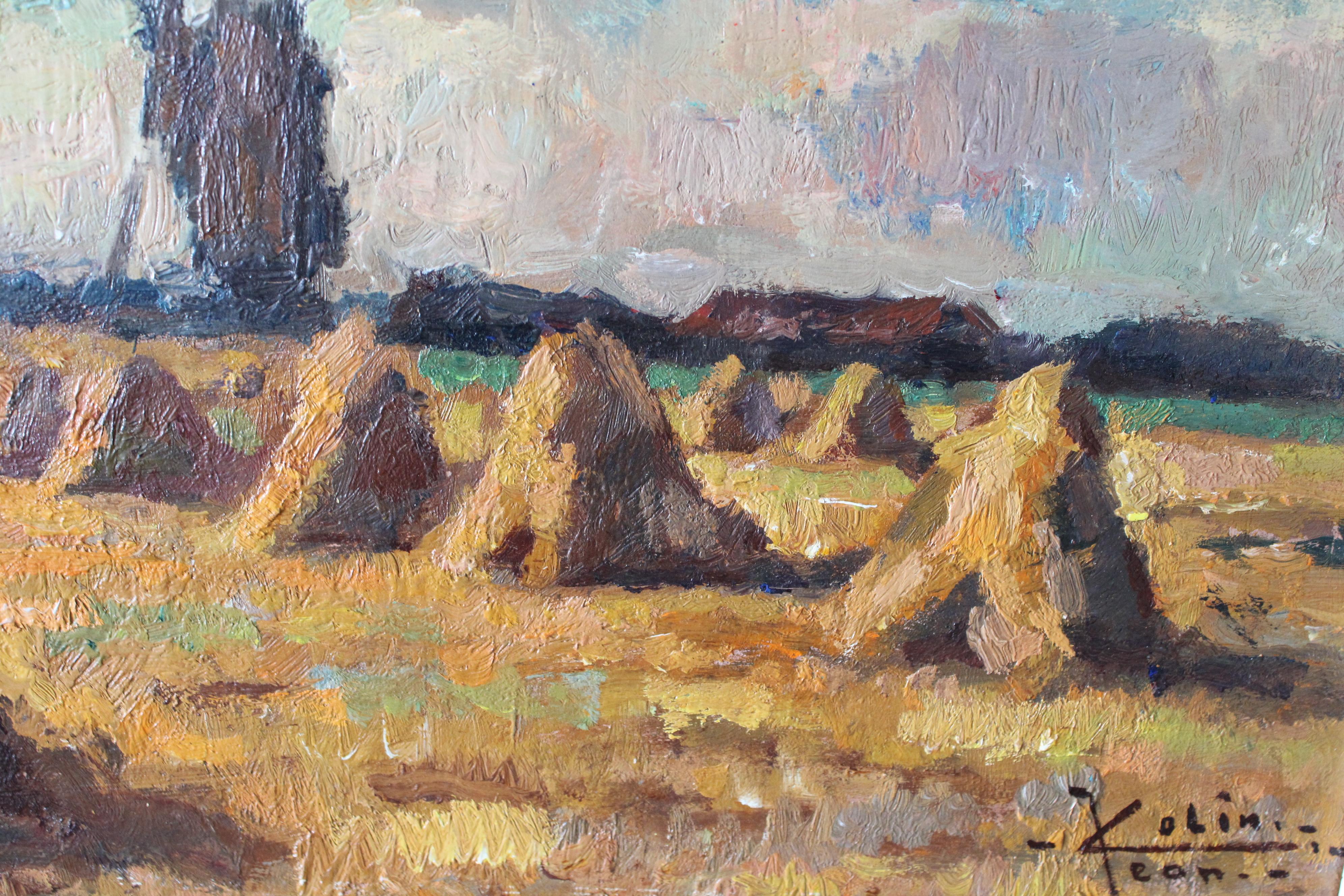 Antike stimmungsvolle postimpressionistische Landschaft Ölgemälde von Jean Colin im Angebot 8