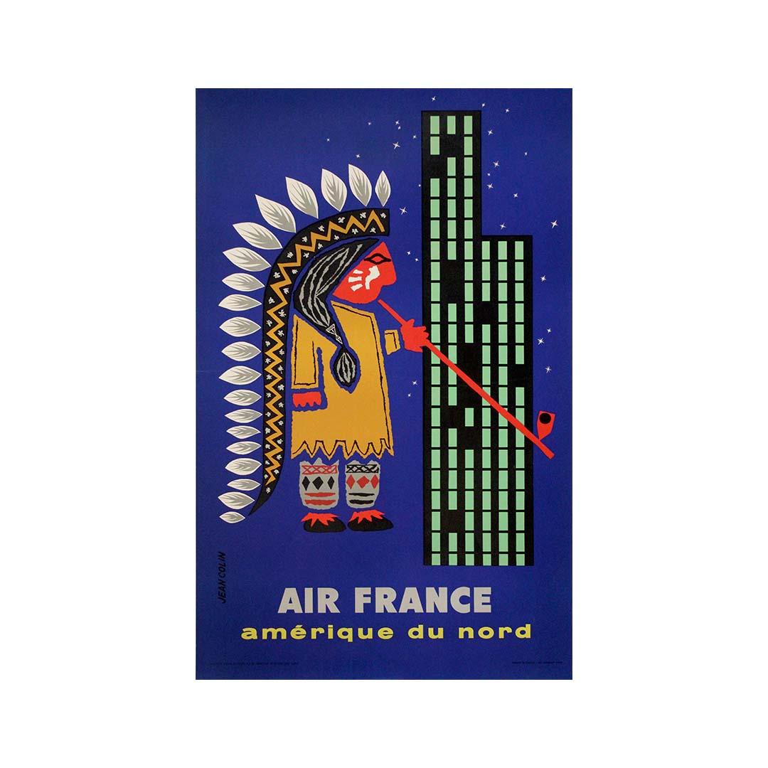 1956 Original-Reiseplakat von Jean Colin für Air France - Amérique du Nord im Angebot 3